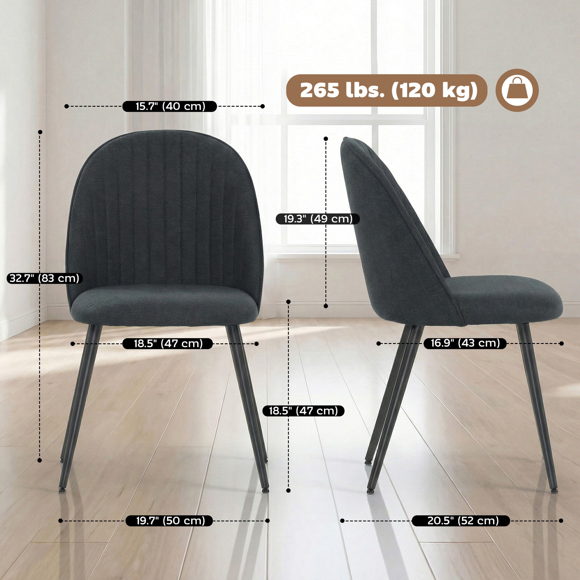 Dining Chairs Set of 4 - Dark Grey Velvet-DECOROLALA