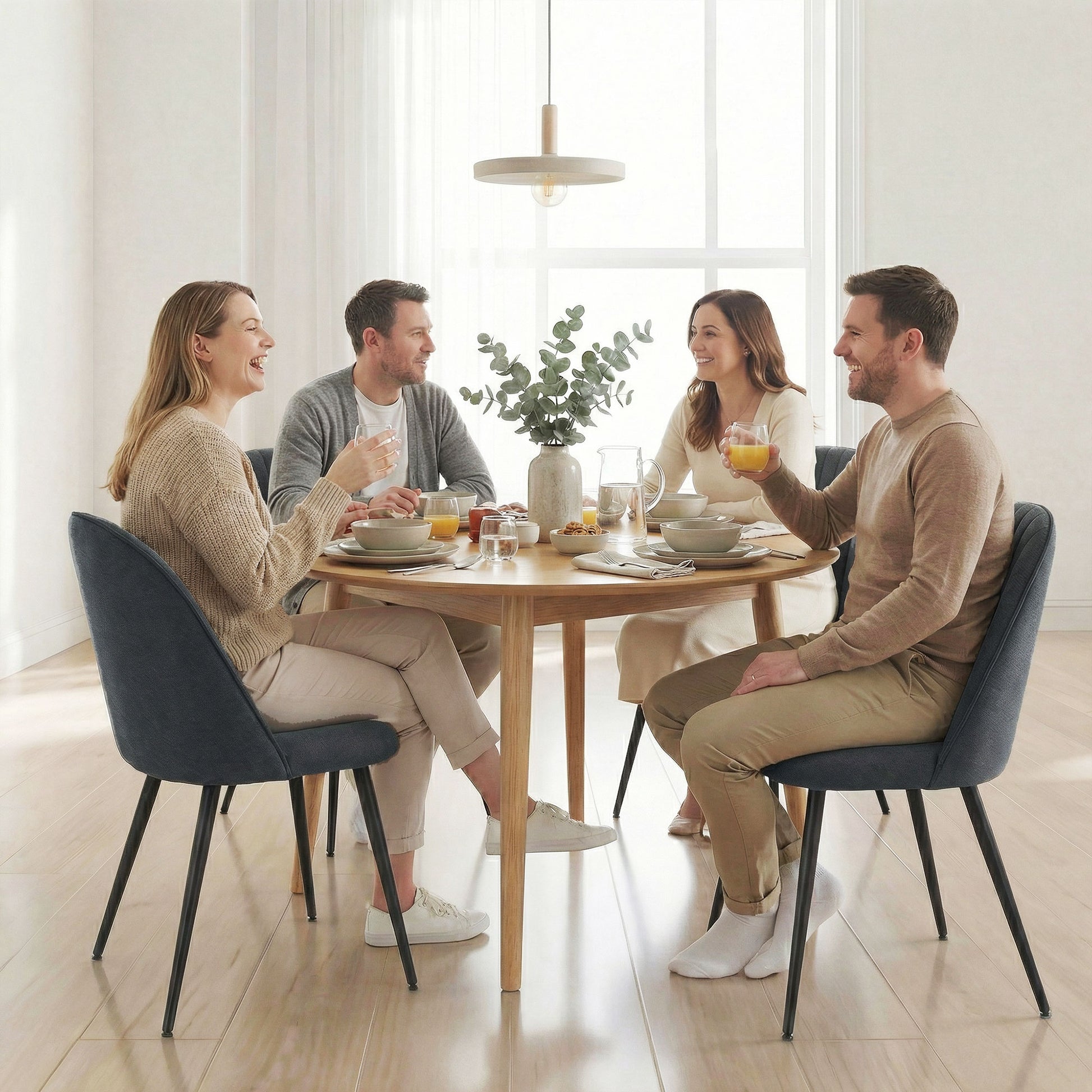 Dining Chairs Set of 4 - Dark Grey Velvet-DECOROLALA