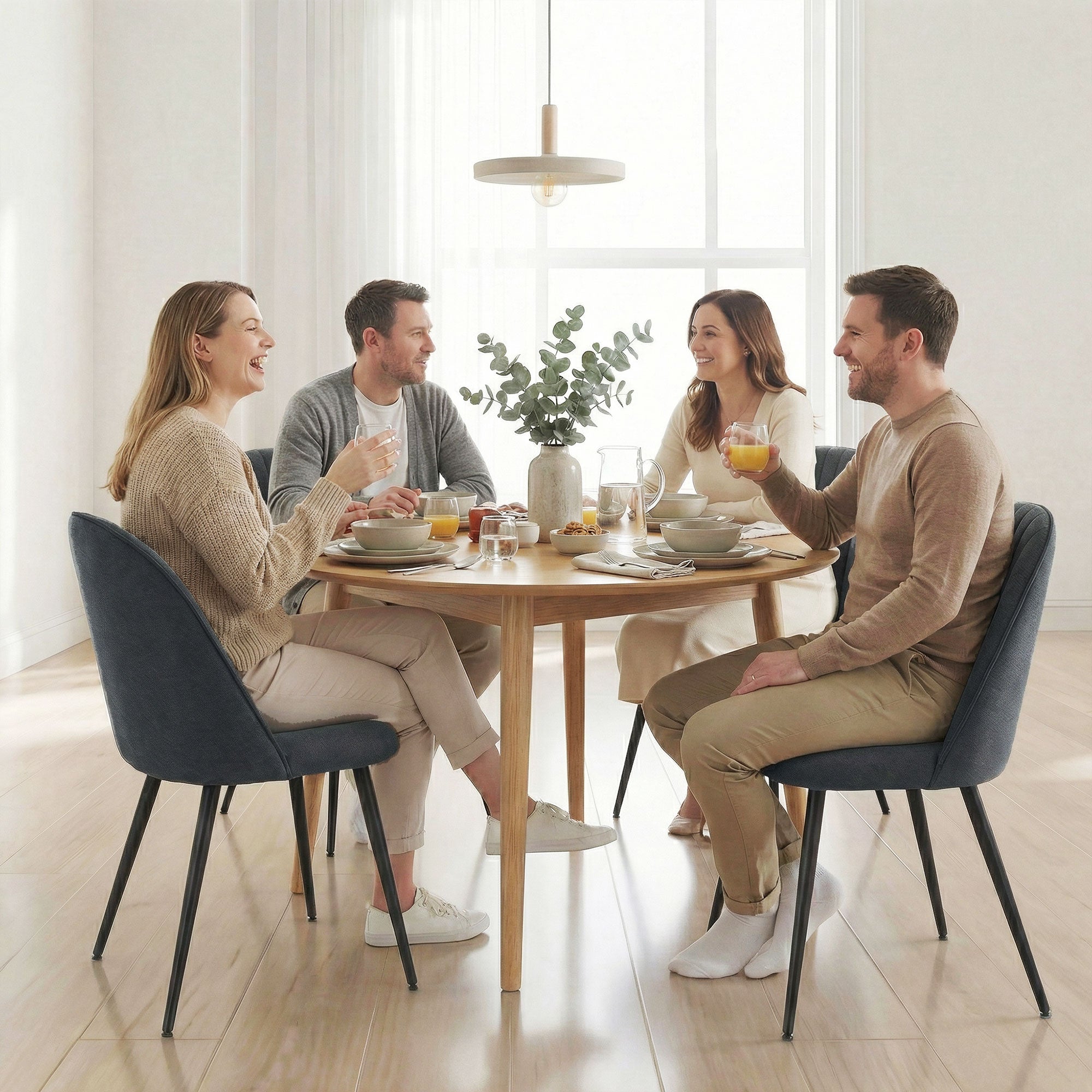 Dining Chairs Set of 4 - Dark Grey Velvet-DECOROLALA