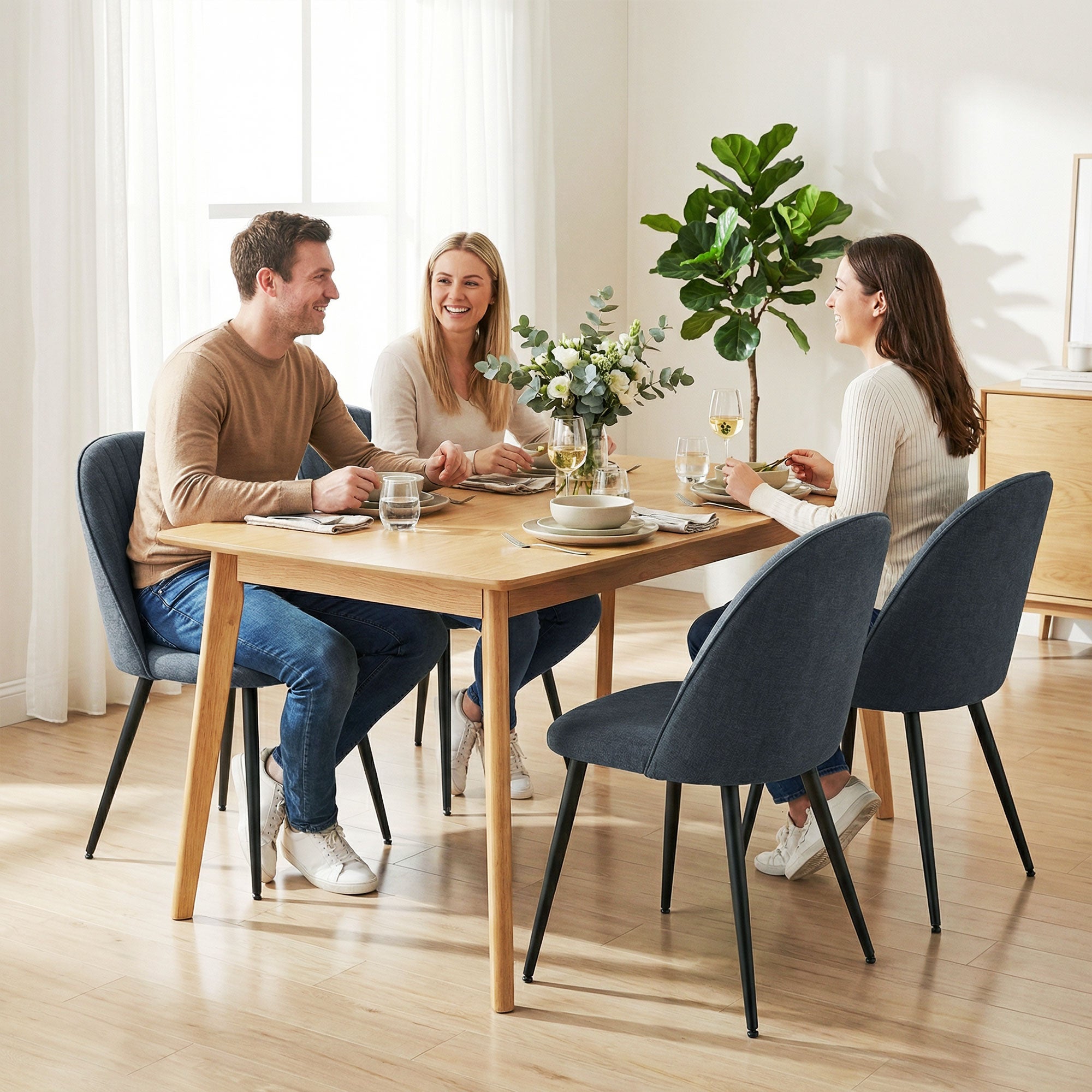 Dining Chairs Set of 4 - Dark Grey Velvet-DECOROLALA