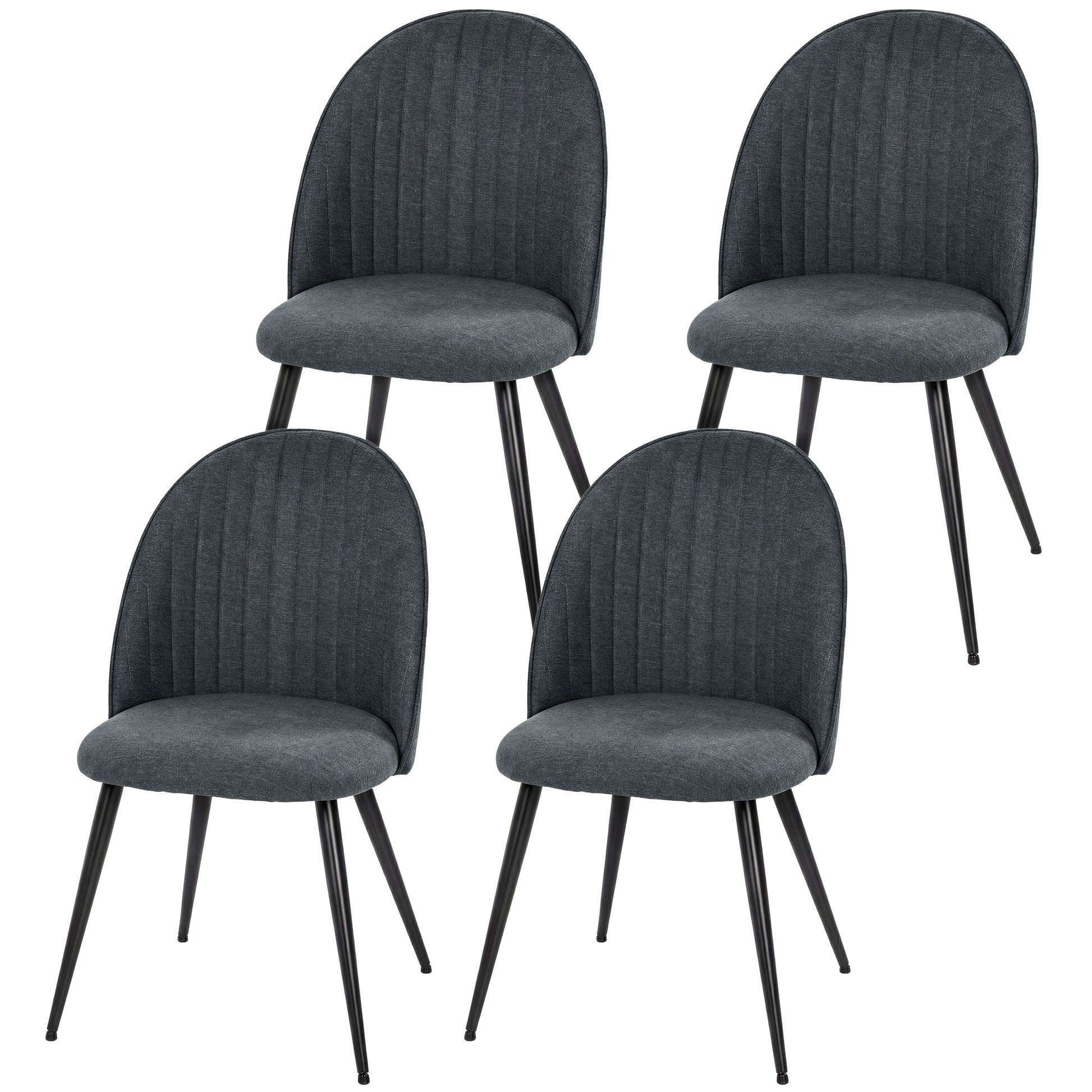 Dining Chairs Set of 4 - Dark Grey Velvet-DECOROLALA