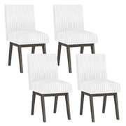 Dining Chairs Set of 4 Fabric Upholstered Kitchen Chairs with Padded Seat and Rubber Wood Legs-White+Gray-Dining Chairs-DECOROLALA