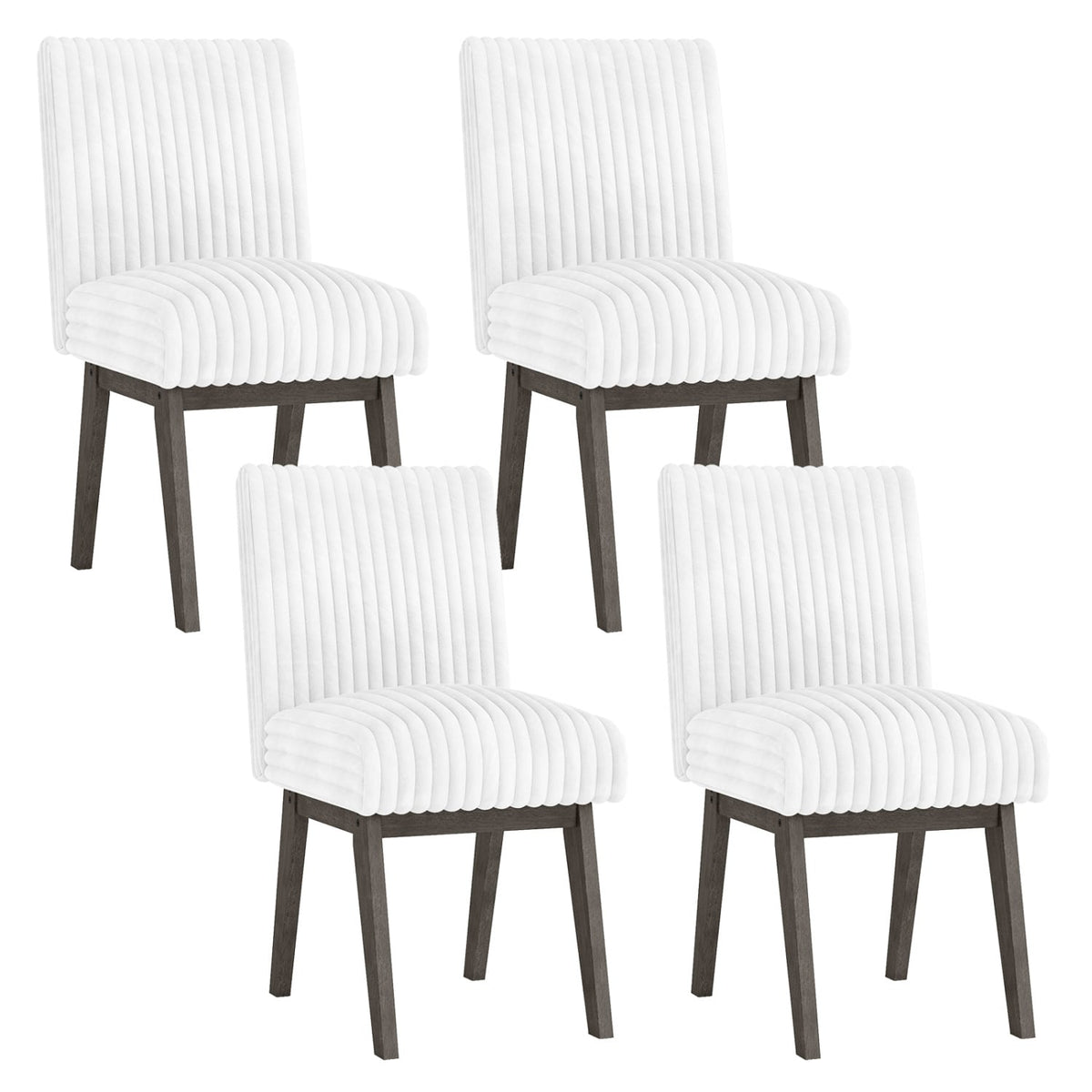 Dining Chairs Set of 4 Fabric Upholstered Kitchen Chairs with Padded Seat and Rubber Wood Legs-White+Gray-Dining Chairs-DECOROLALA