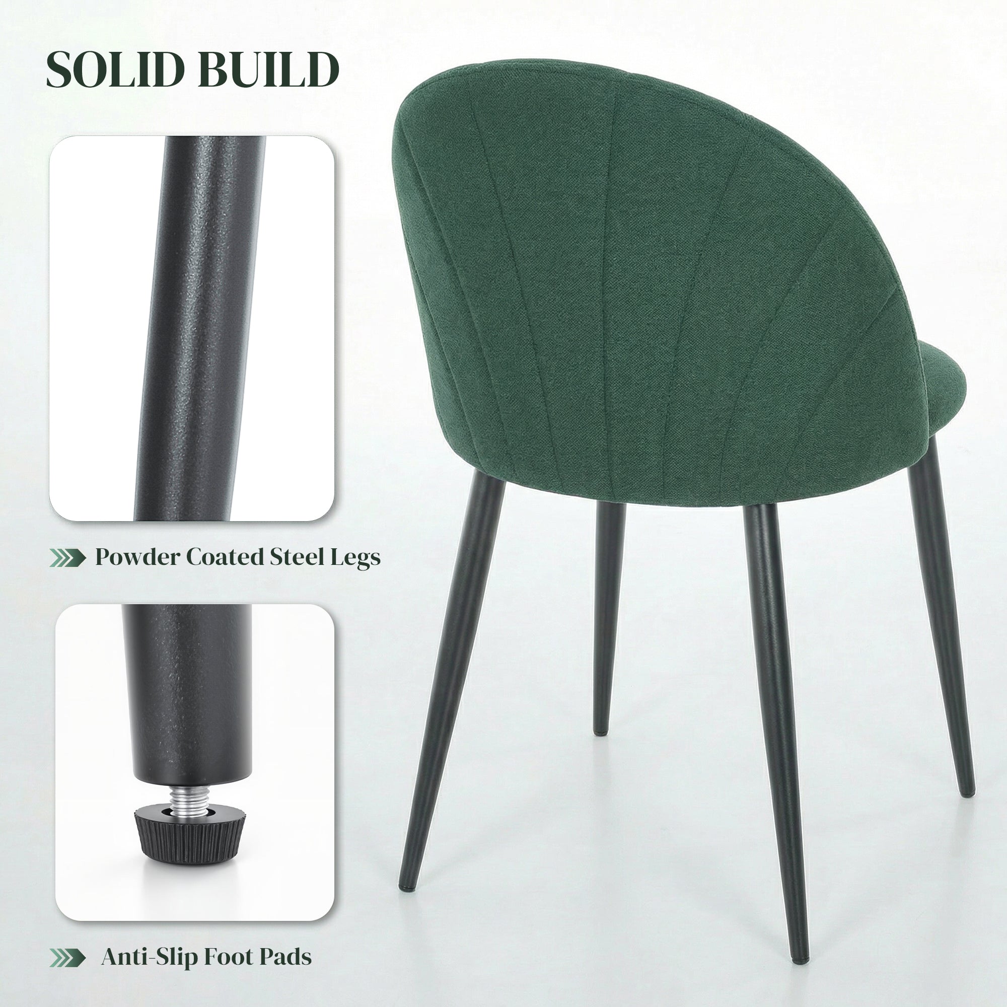 Dining Chairs Set of 4 - Green Upholstered-DECOROLALA