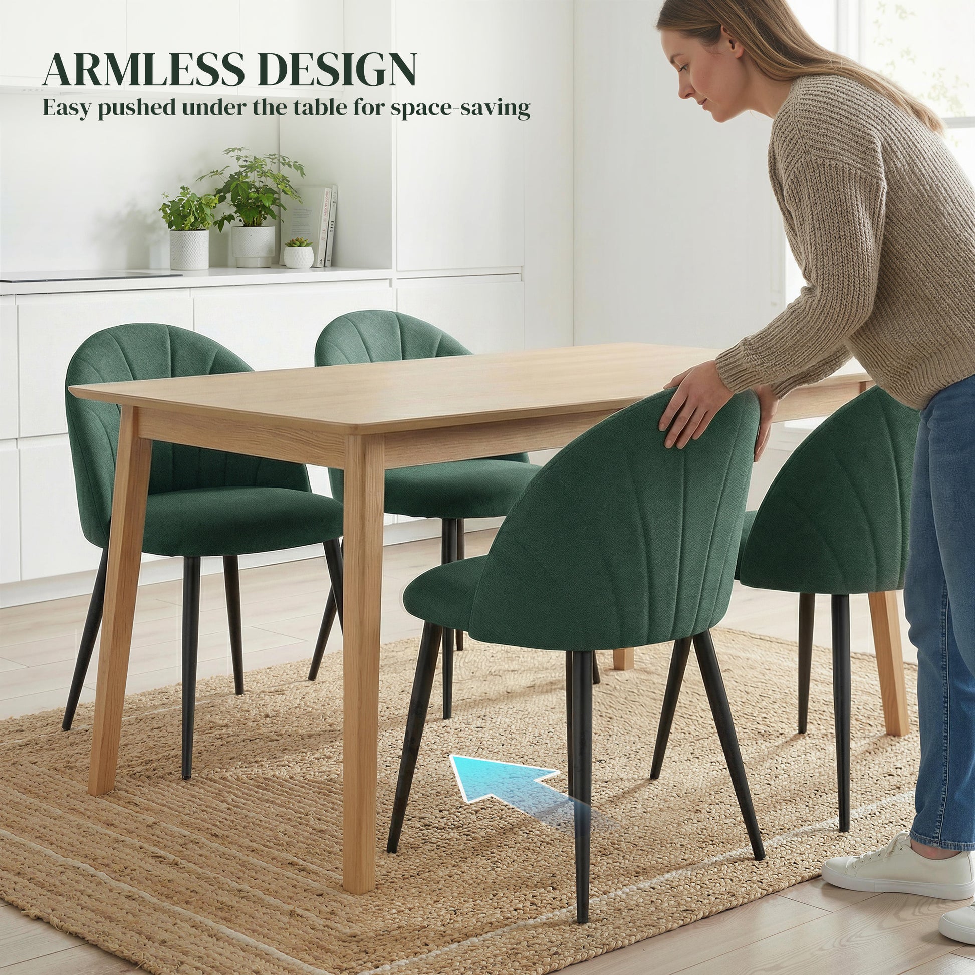 Dining Chairs Set of 4 - Green Upholstered-DECOROLALA