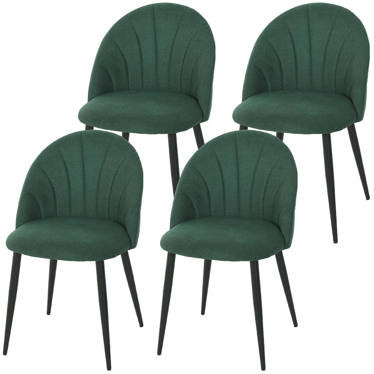 Dining Chairs Set of 4 - Green Upholstered-Dining Chairs-DECOROLALA