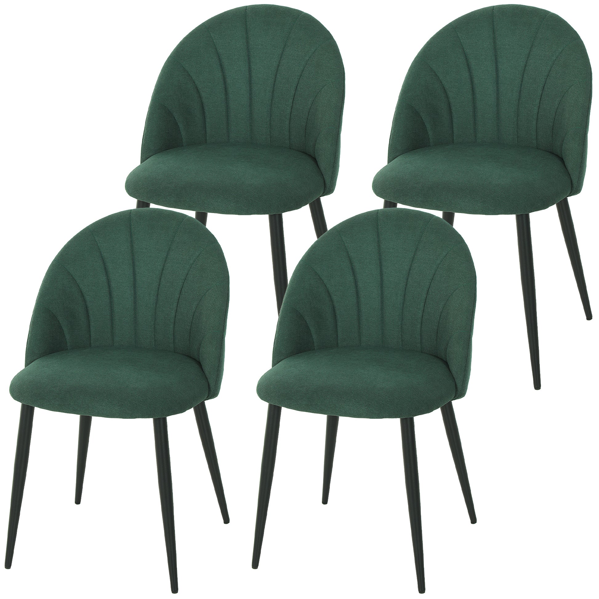 Dining Chairs Set of 4 - Green Upholstered-DECOROLALA
