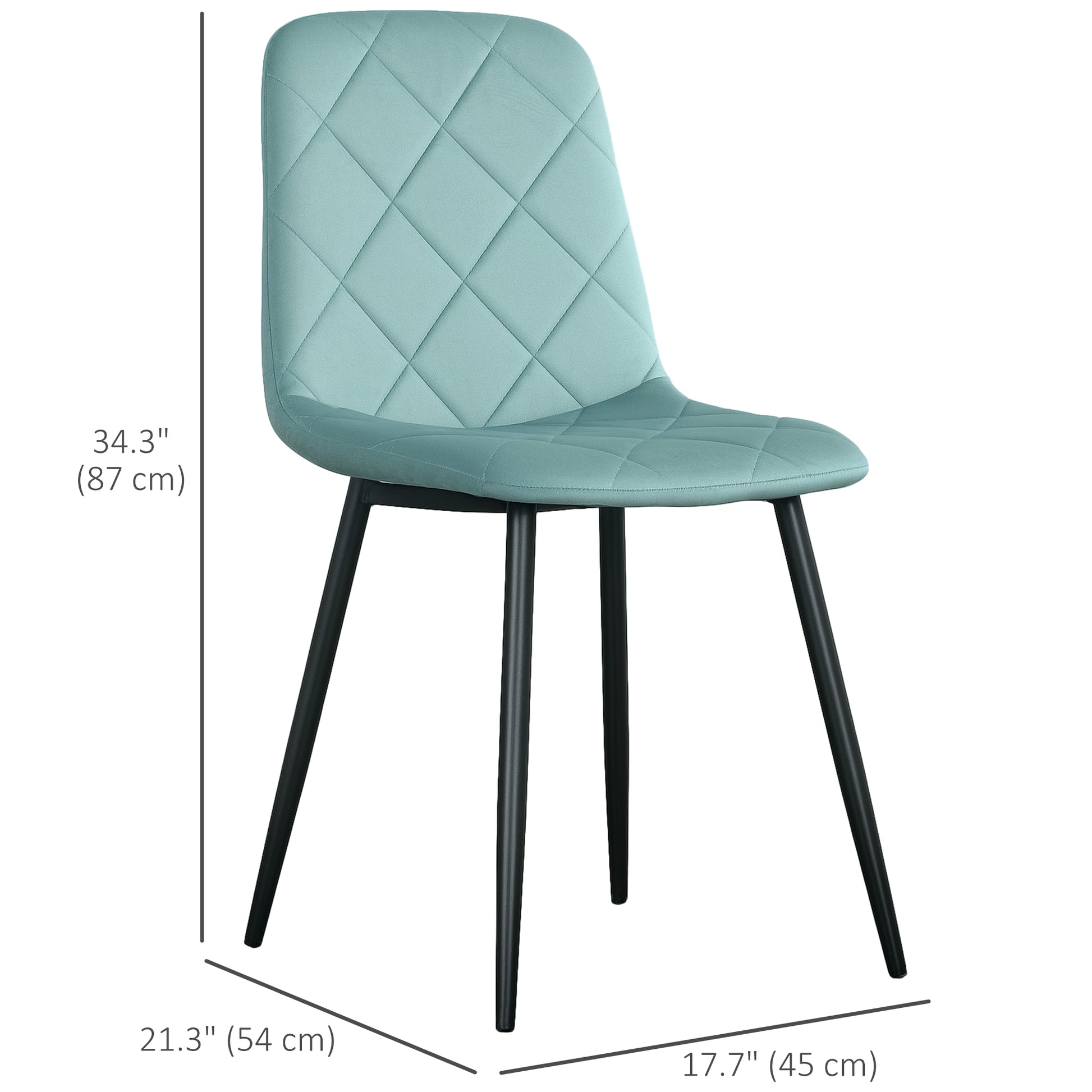 Dining Chairs Set of 4 - Green Velvet-DECOROLALA