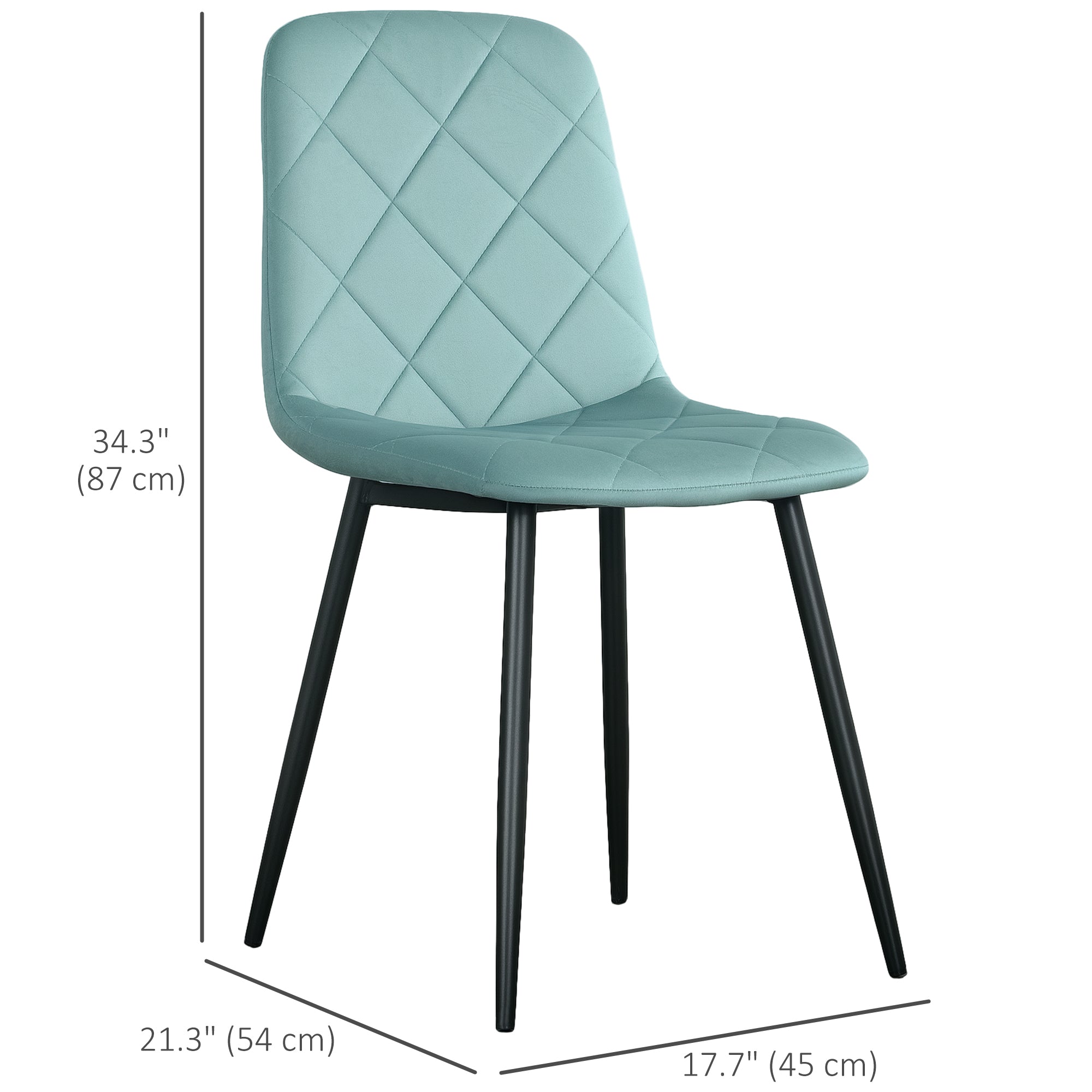 Dining Chairs Set of 4 - Green Velvet-DECOROLALA