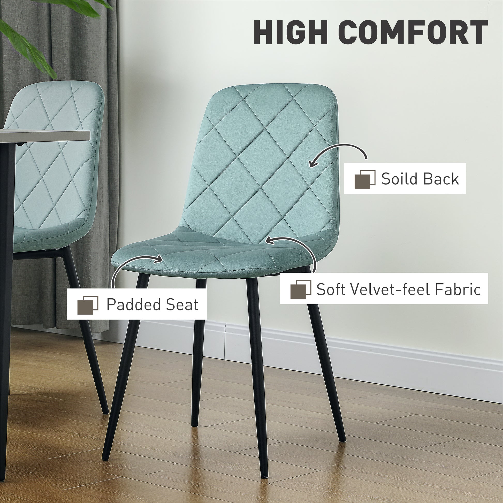 Dining Chairs Set of 4 - Green Velvet-DECOROLALA