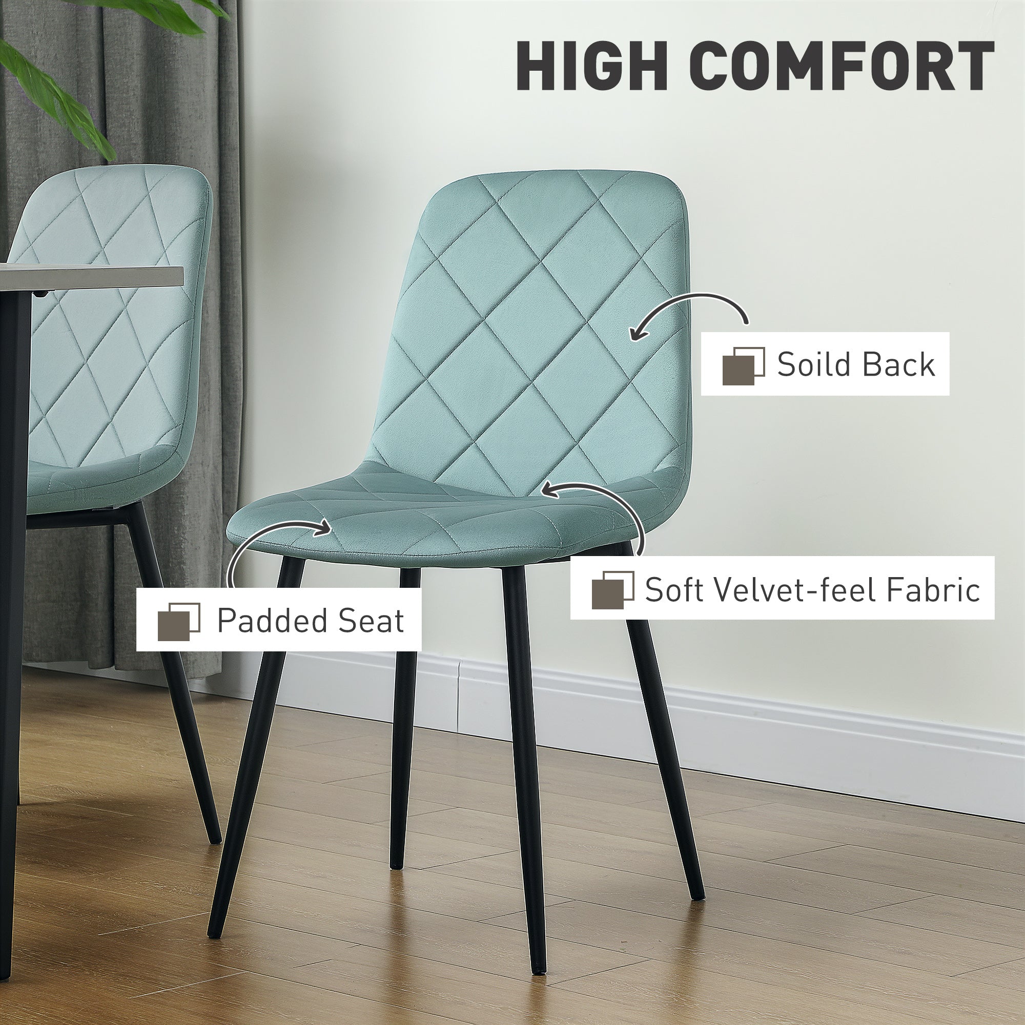 Dining Chairs Set of 4 - Green Velvet-DECOROLALA