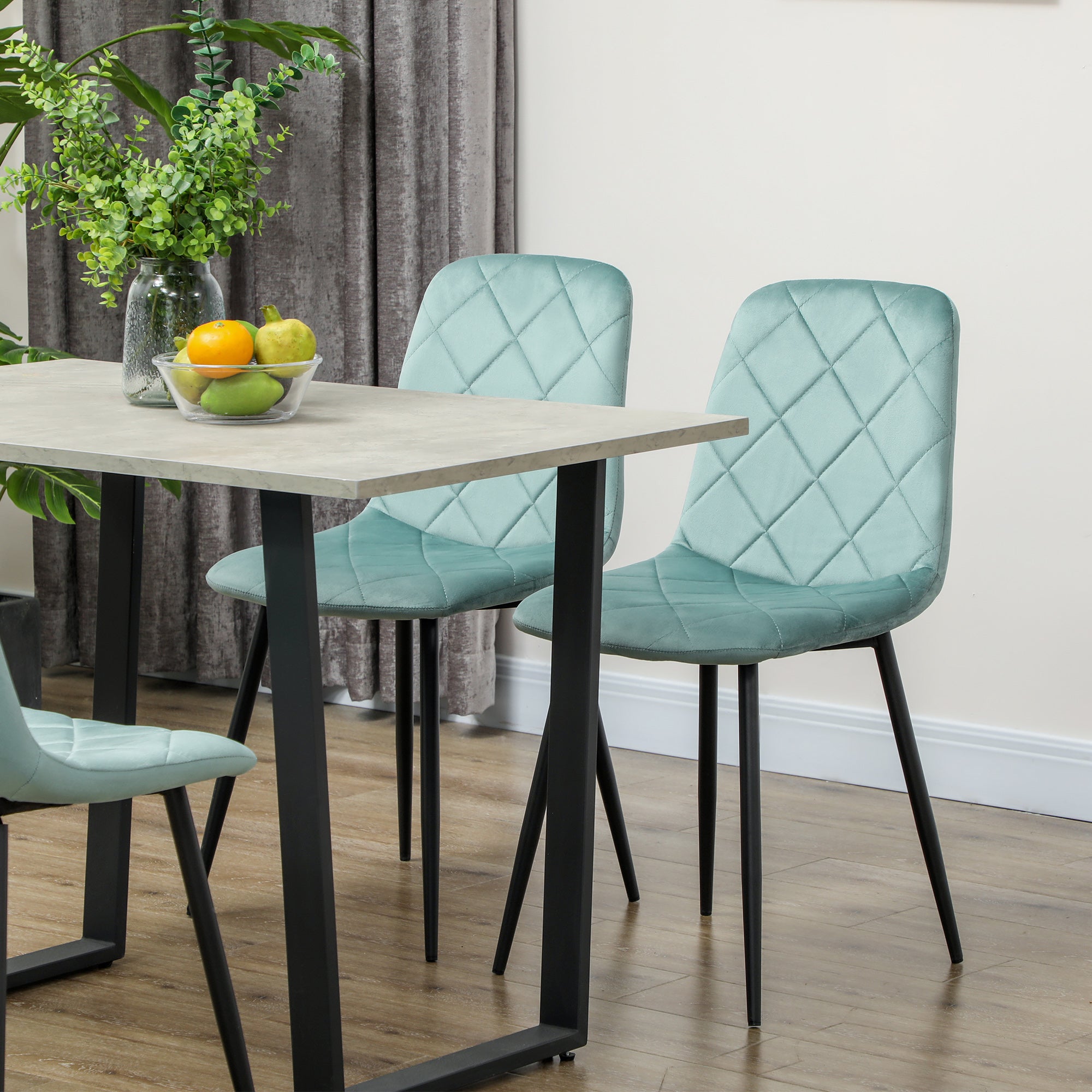 Dining Chairs Set of 4 - Green Velvet-DECOROLALA