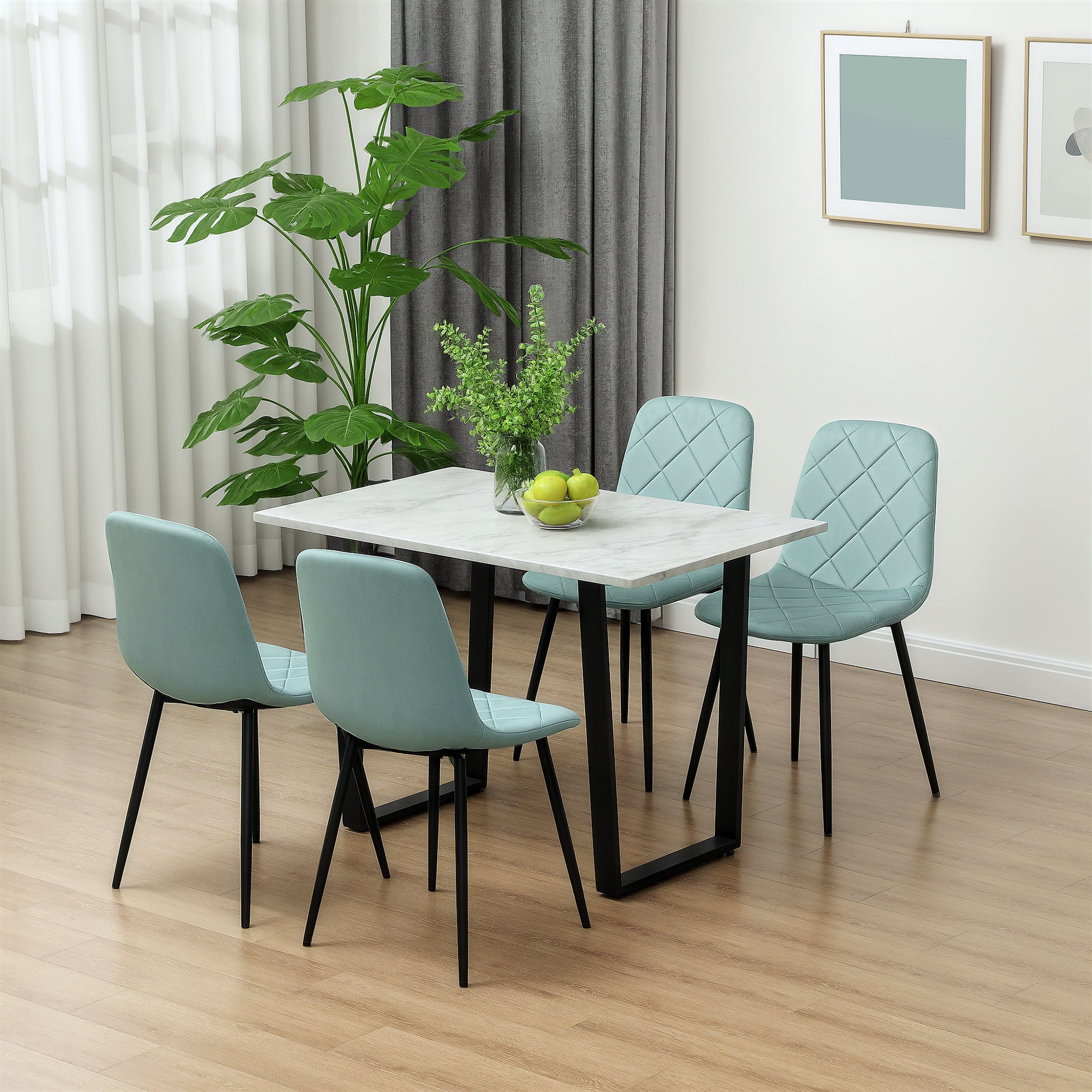 Dining Chairs Set of 4 - Green Velvet-DECOROLALA