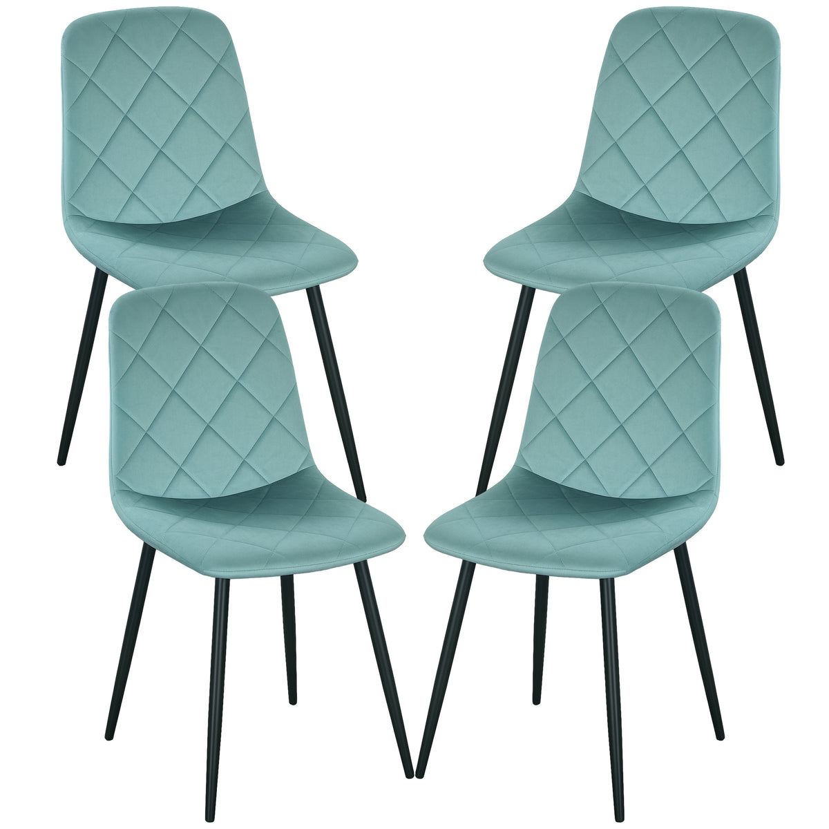 Dining Chairs Set of 4 - Green Velvet-Dining Chairs-DECOROLALA