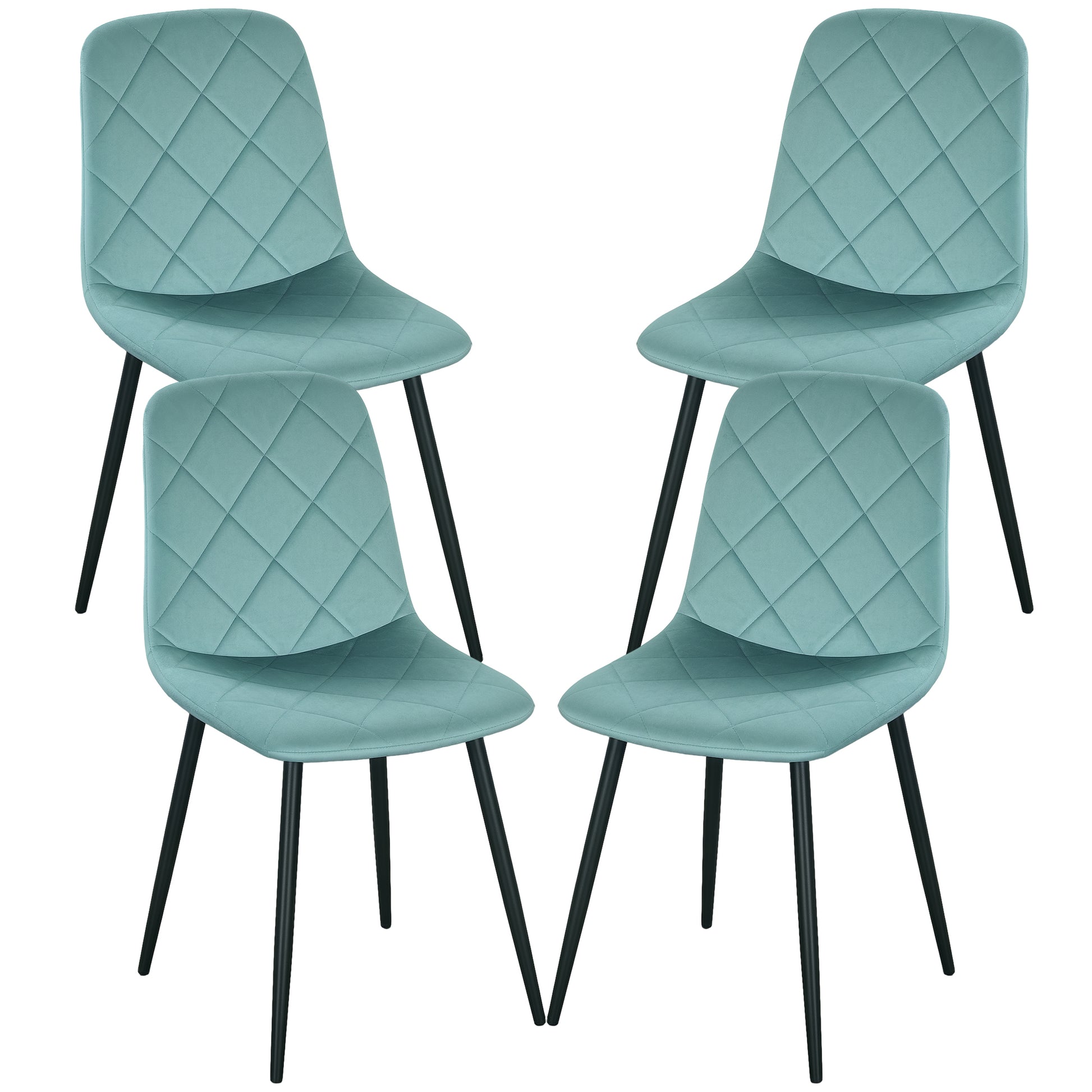 Dining Chairs Set of 4 - Green Velvet-DECOROLALA