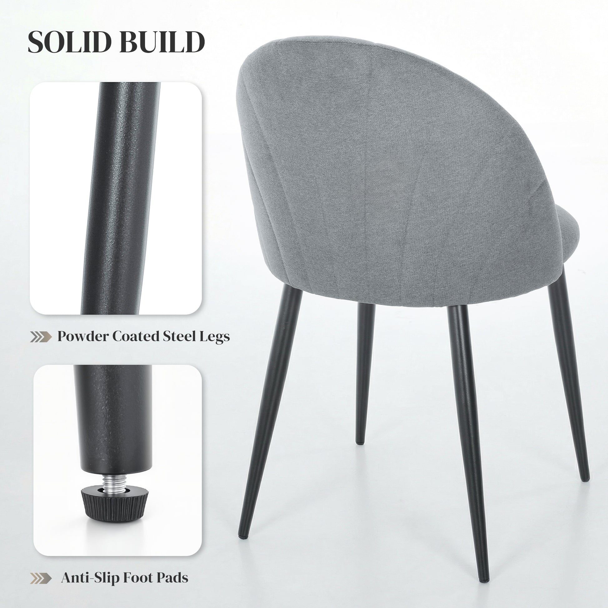 Dining Chairs Set of 4 - Grey Upholstered-DECOROLALA