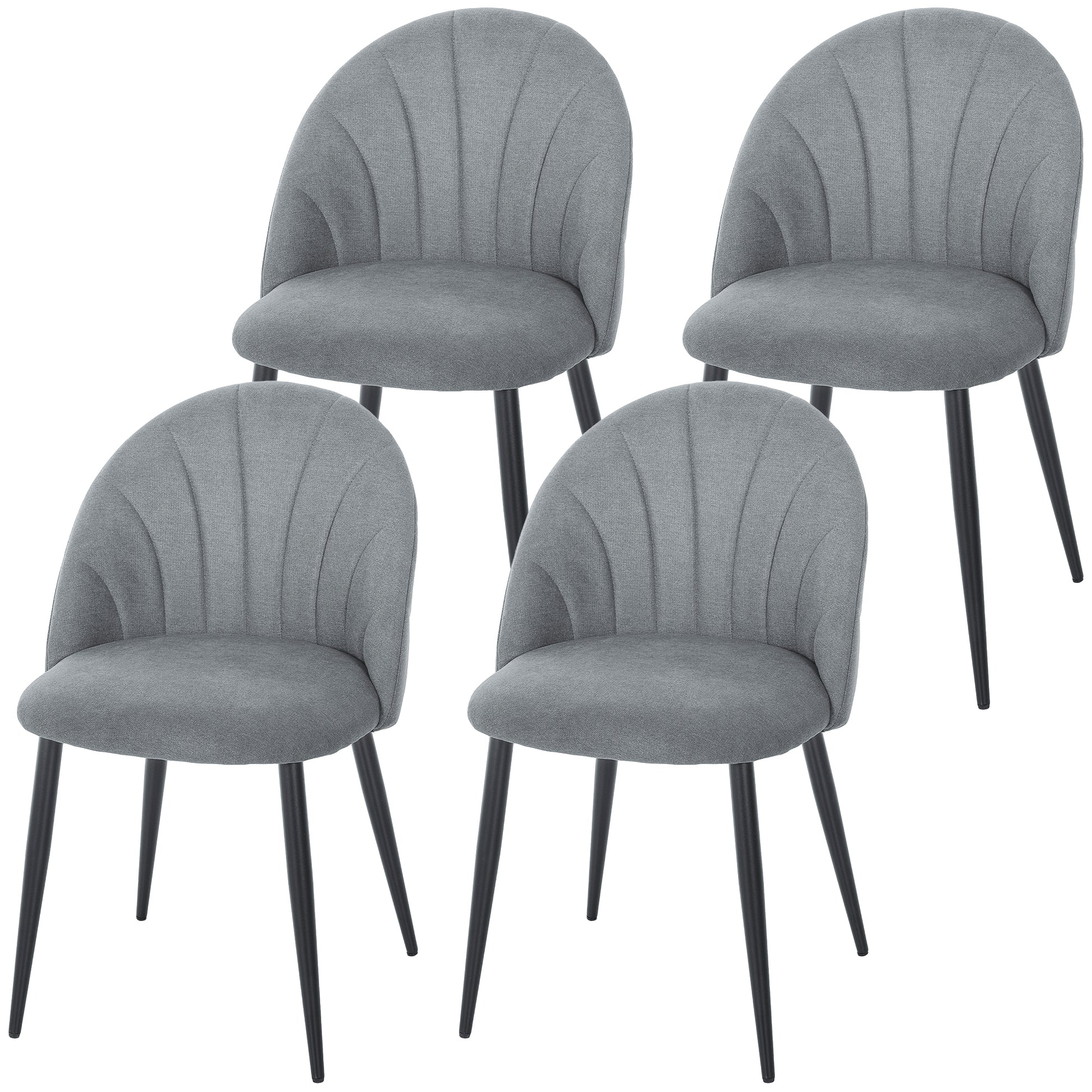 Dining Chairs Set of 4 - Grey Upholstered-DECOROLALA