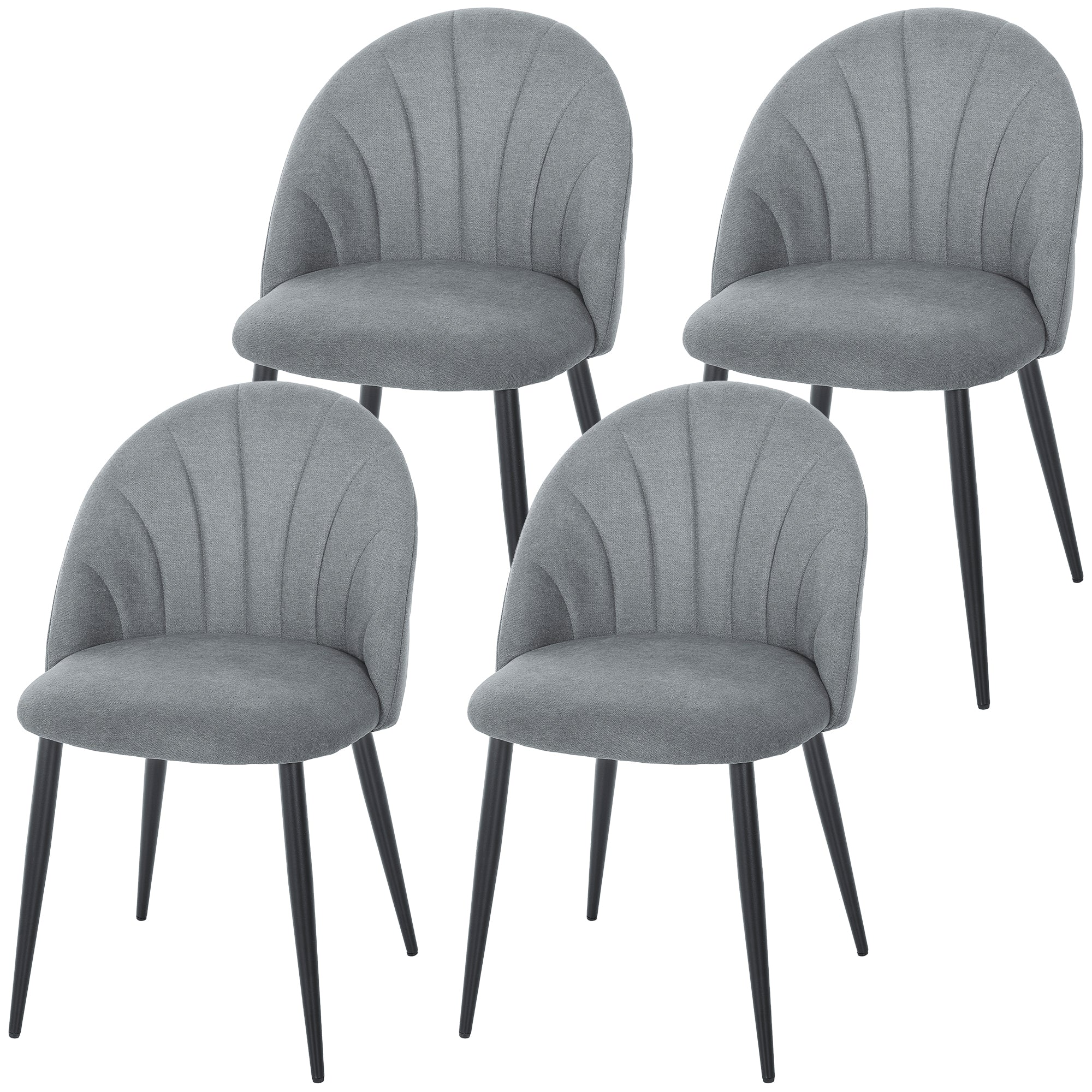 Dining Chairs Set of 4 - Grey Upholstered-DECOROLALA