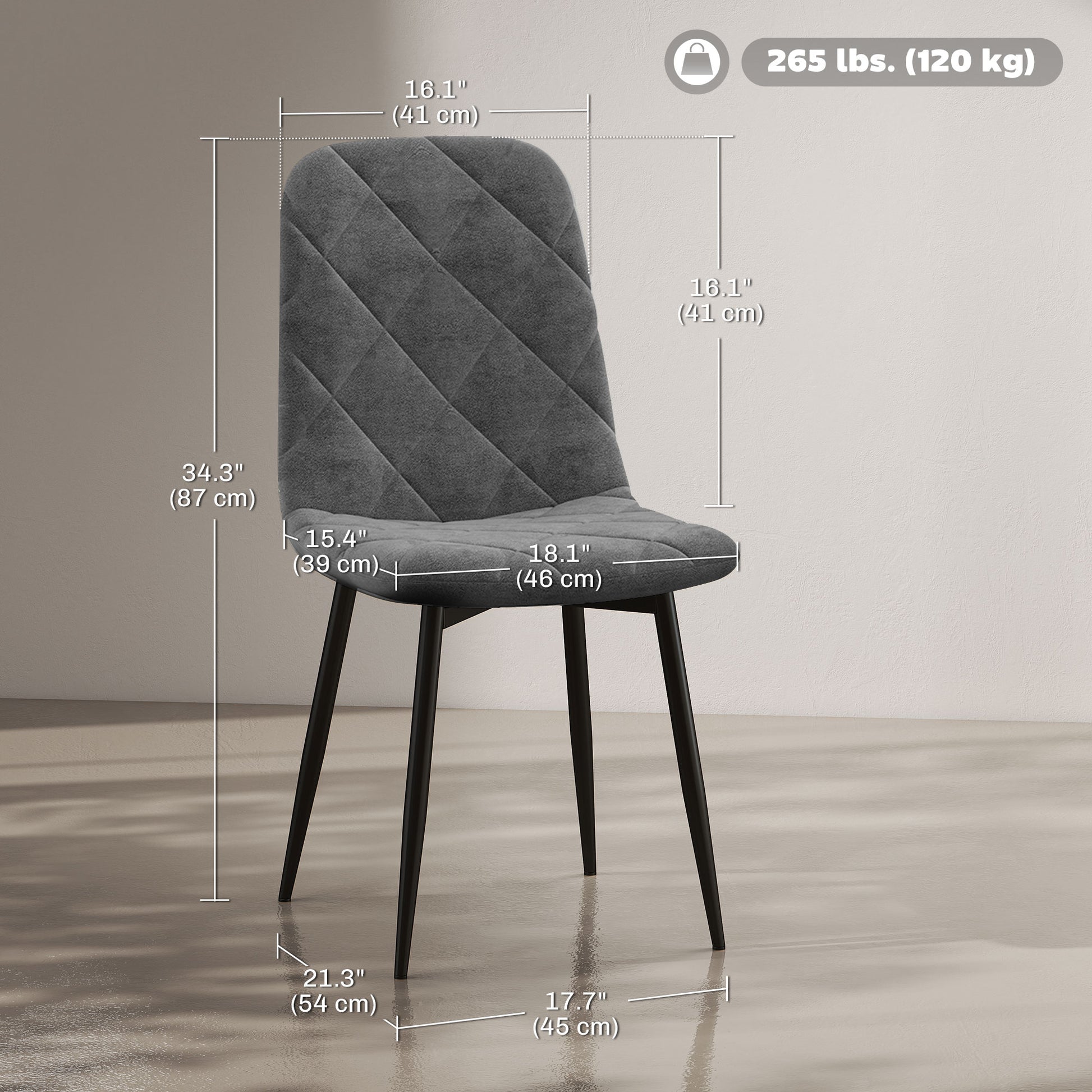Dining Chairs Set of 4 - Grey Velvet-DECOROLALA