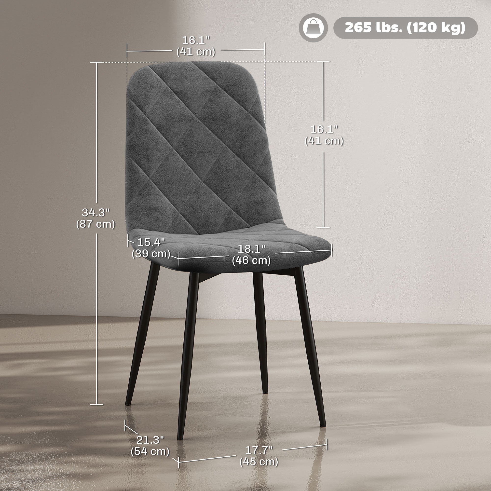 Dining Chairs Set of 4 - Grey Velvet-DECOROLALA