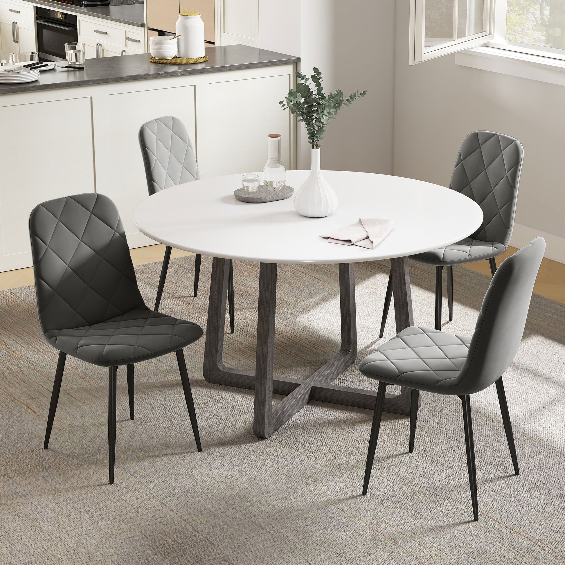 Dining Chairs Set of 4 - Grey Velvet-DECOROLALA