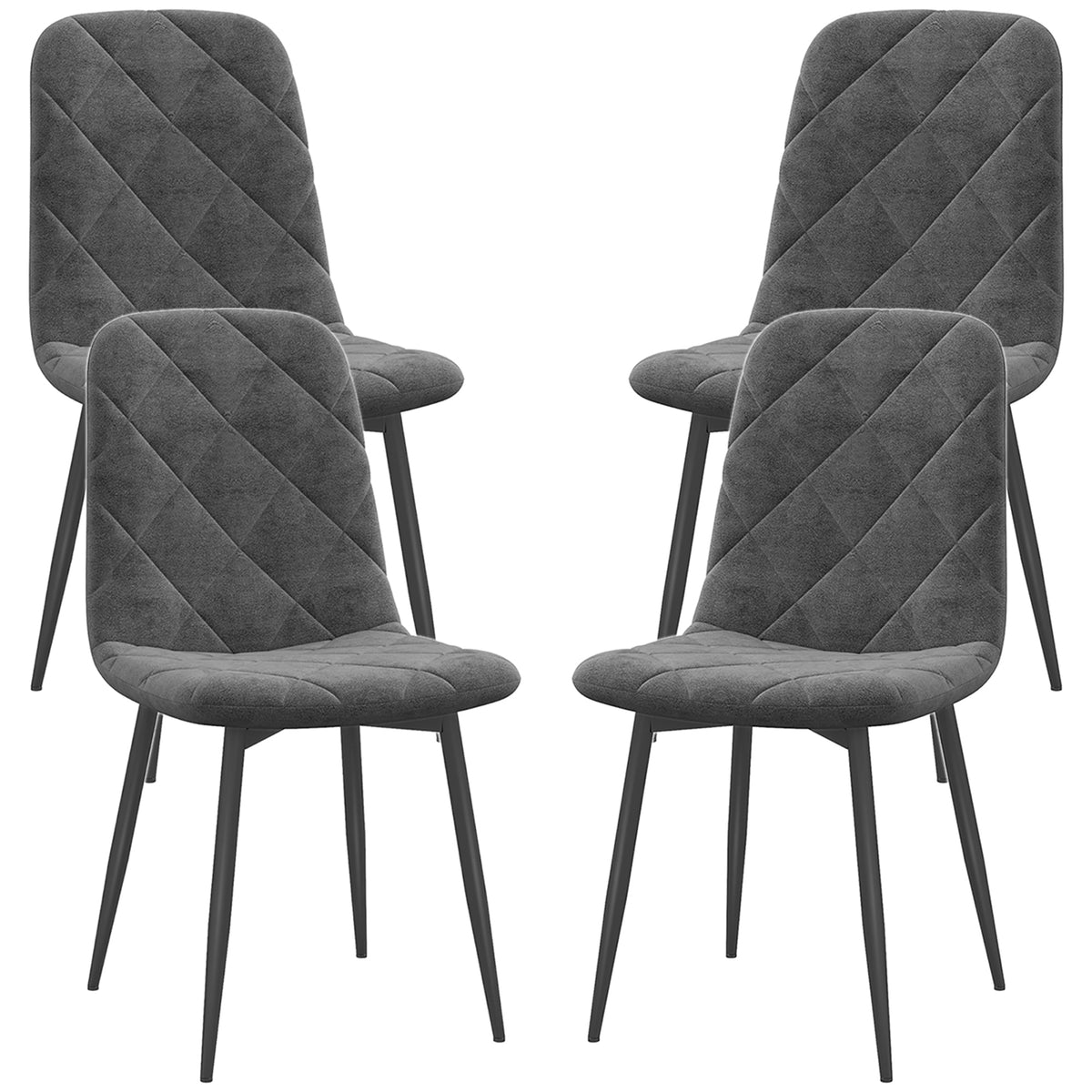Dining Chairs Set of 4 - Grey Velvet-Dining Chairs-DECOROLALA