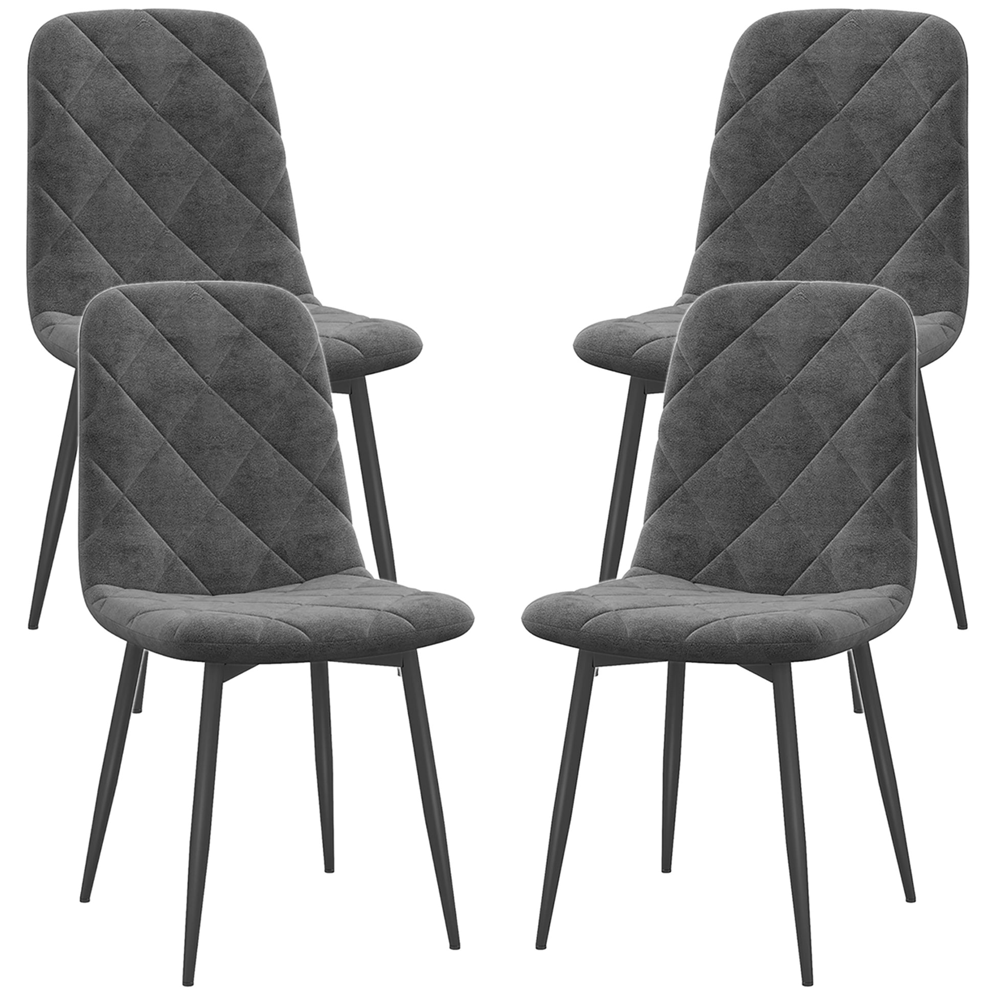 Dining Chairs Set of 4 - Grey Velvet-DECOROLALA