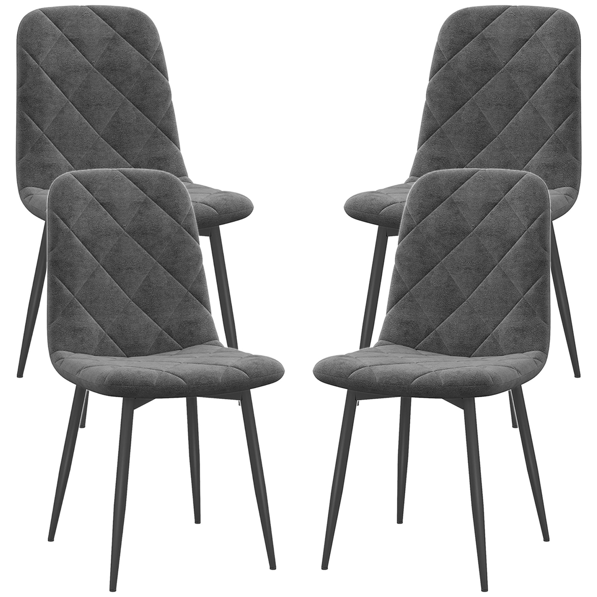 Dining Chairs Set of 4 - Grey Velvet-DECOROLALA