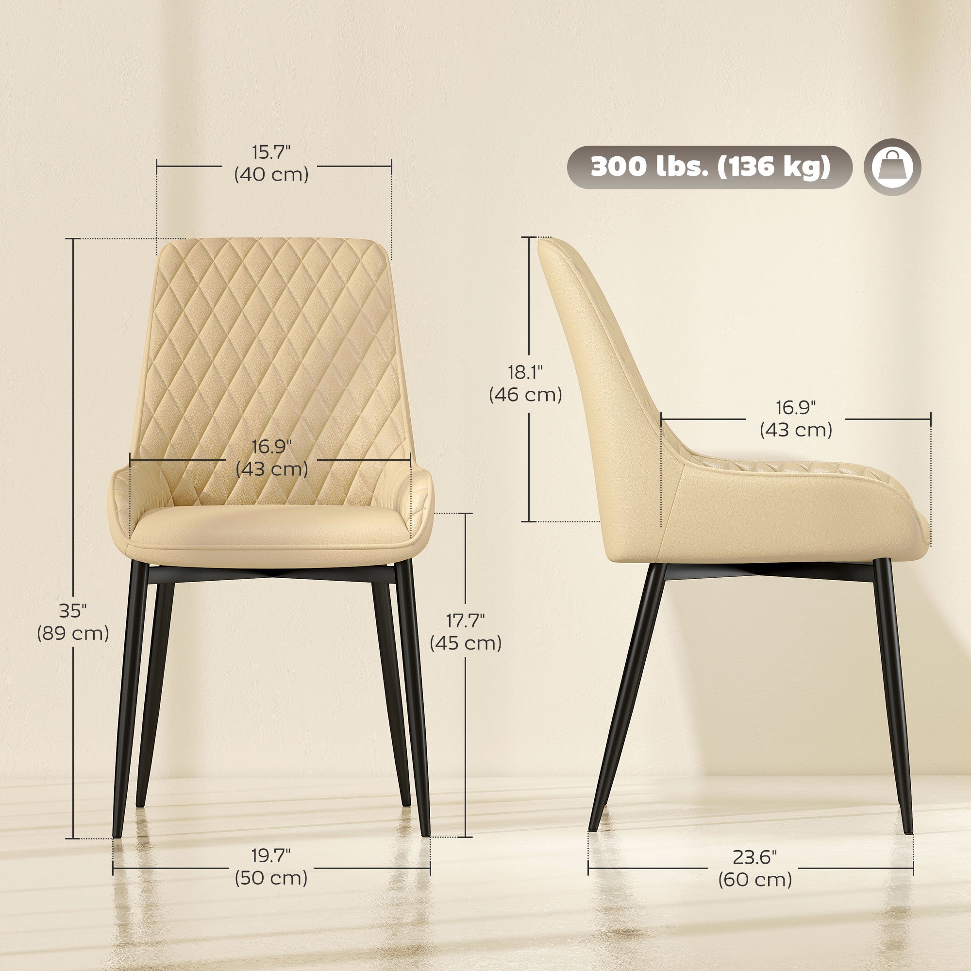 Dining Chairs Set of 4 - Khaki Diamond Tufted-DECOROLALA