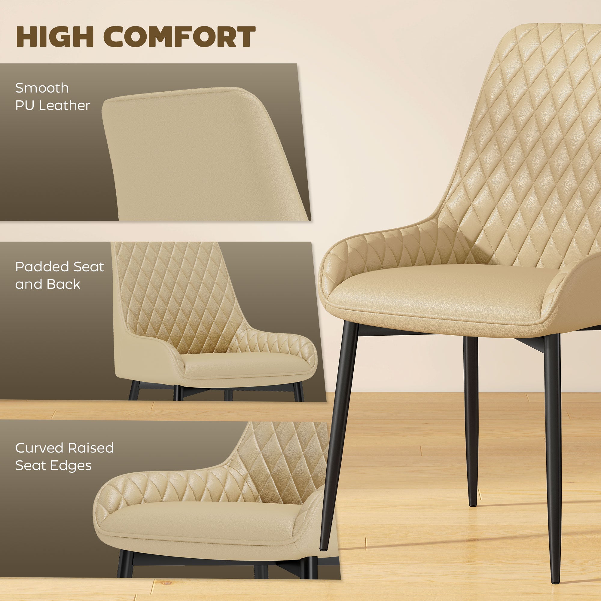 Dining Chairs Set of 4 - Khaki Diamond Tufted-DECOROLALA