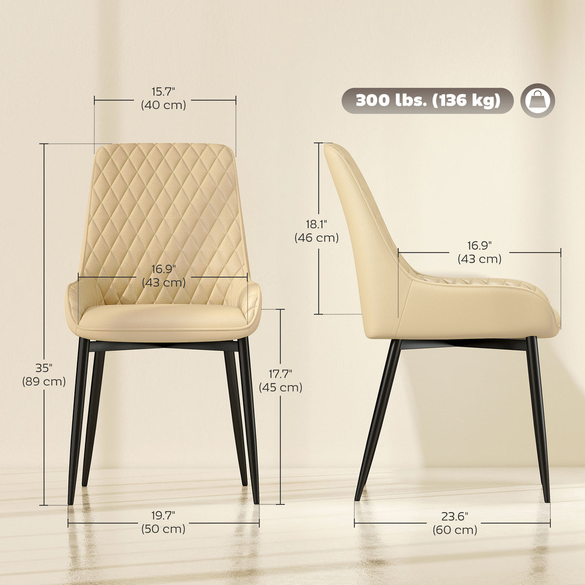 Dining Chairs Set of 4 - Khaki Diamond Tufted-Dining Chairs-DECOROLALA