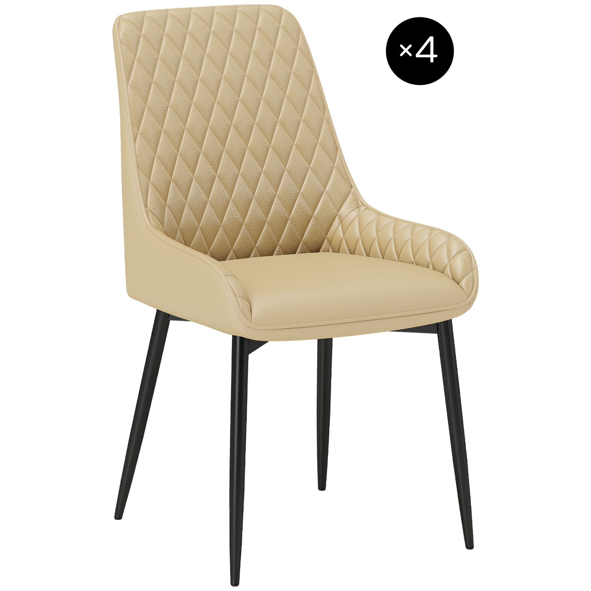 Dining Chairs Set of 4 - Khaki Diamond Tufted-DECOROLALA