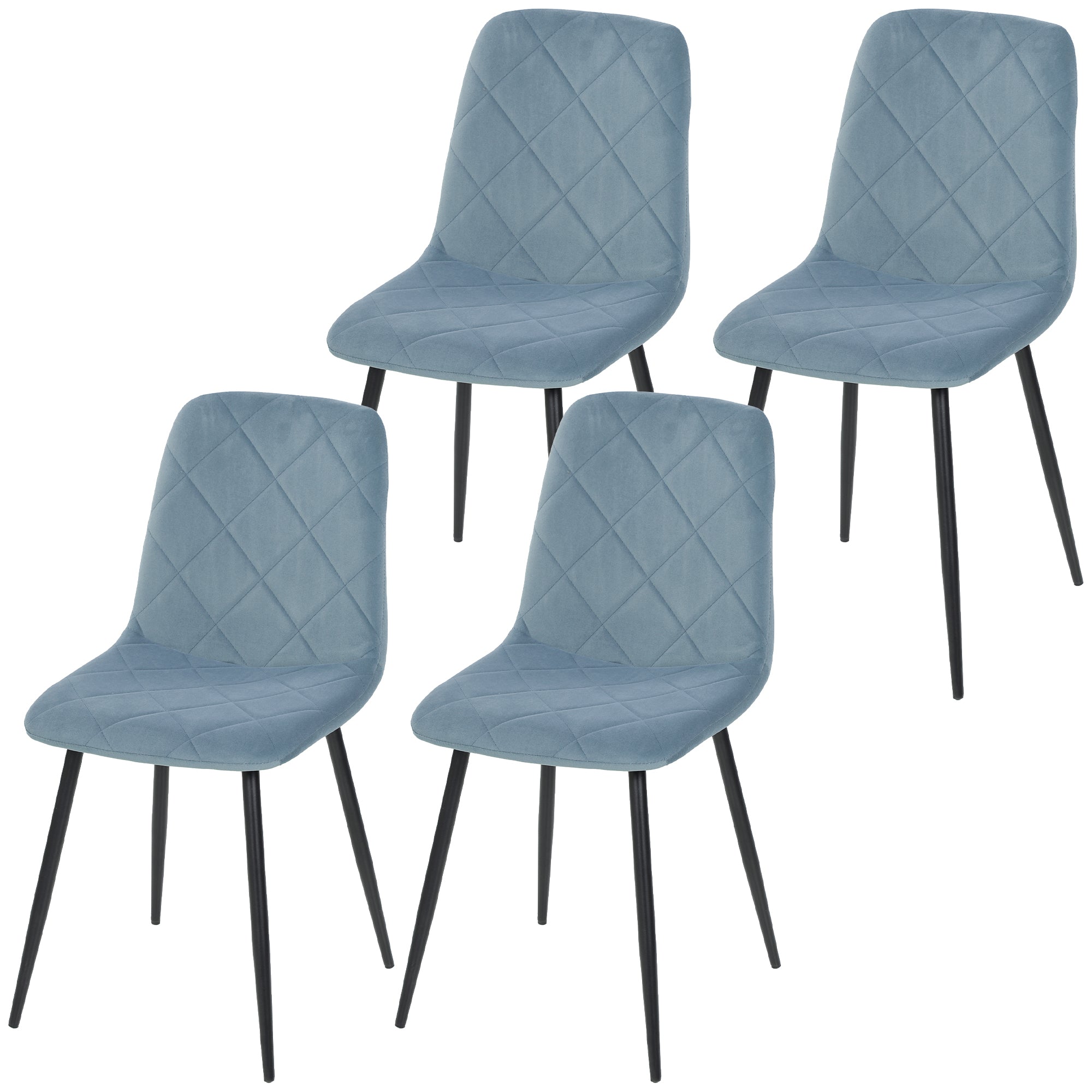 Dining Chairs Set of 4 - Light Blue Velvet-DECOROLALA
