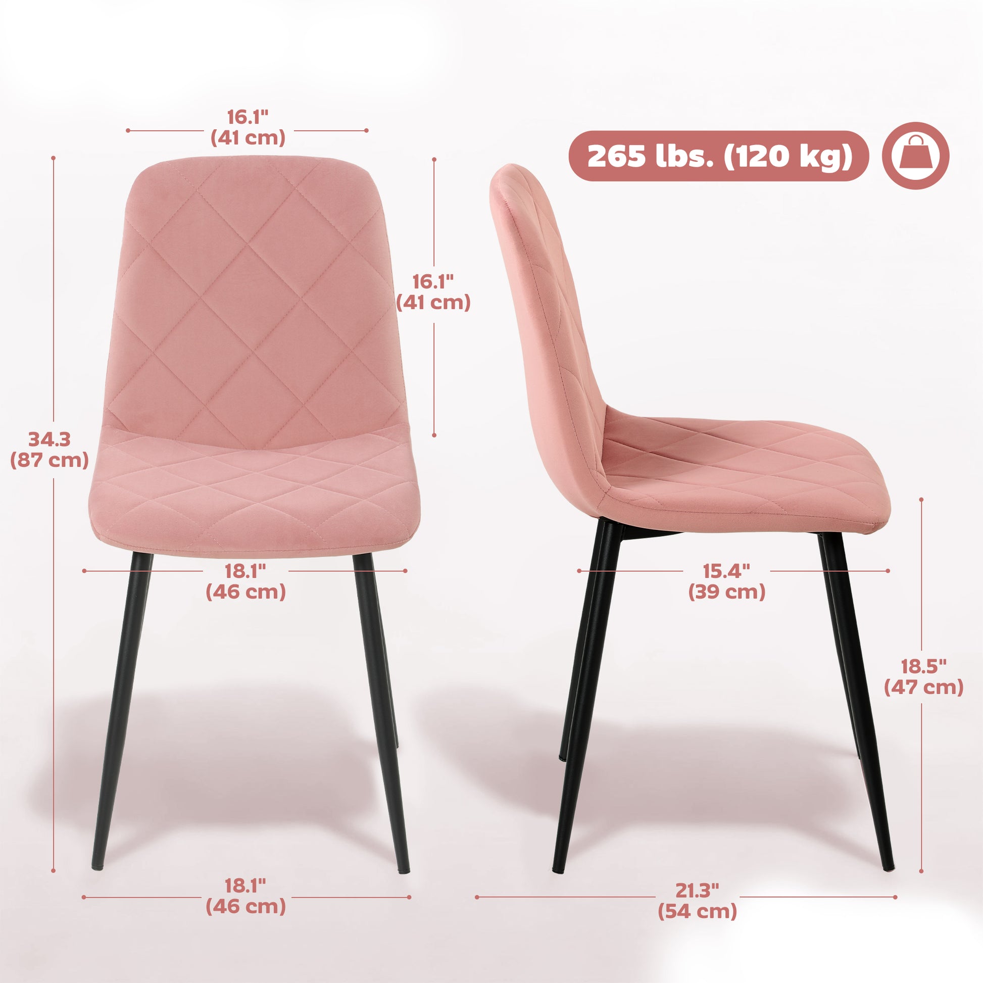 Dining Chairs Set of 4 - Pink Velvet-DECOROLALA