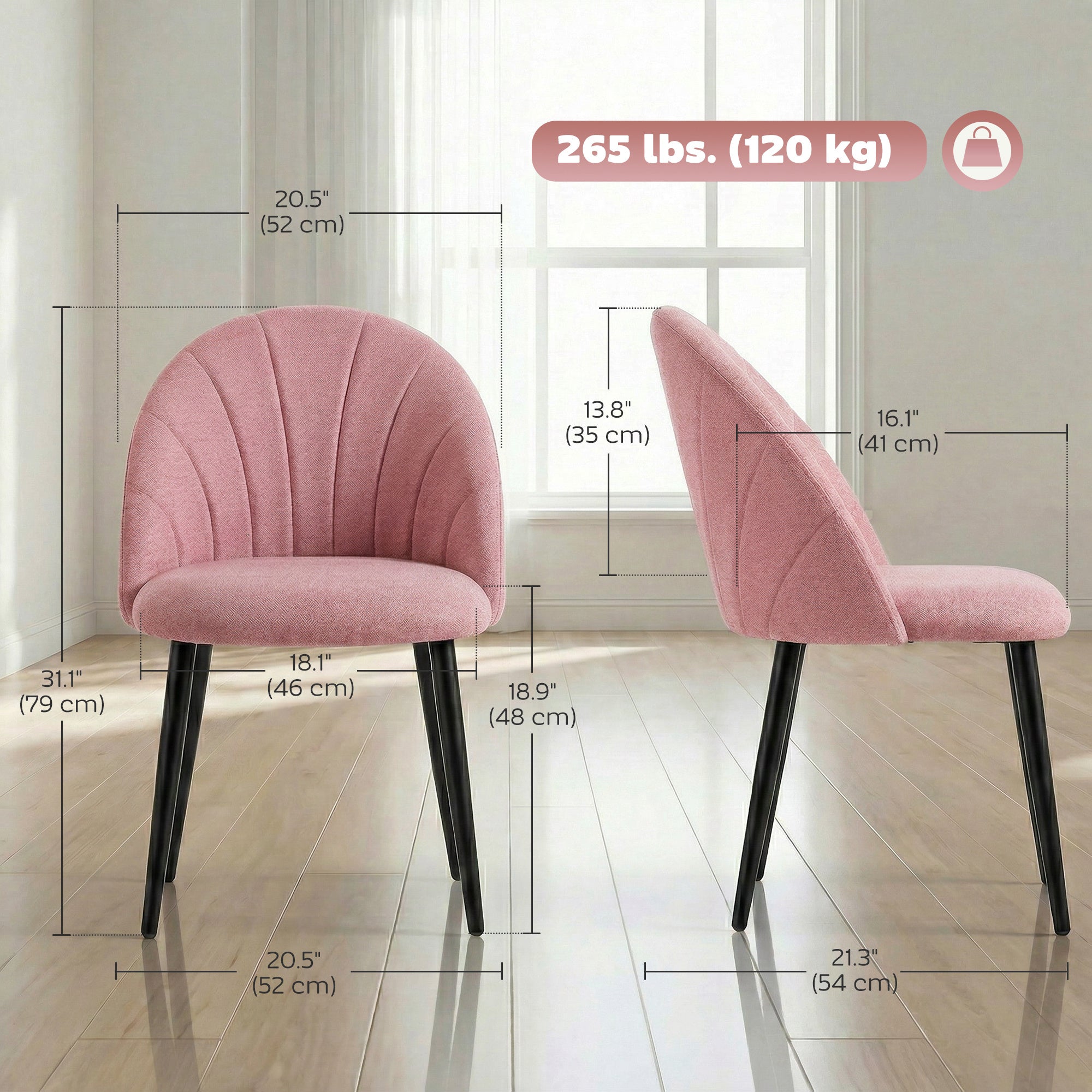 Dining Chairs Set of 4 - Pink Velvet-DECOROLALA