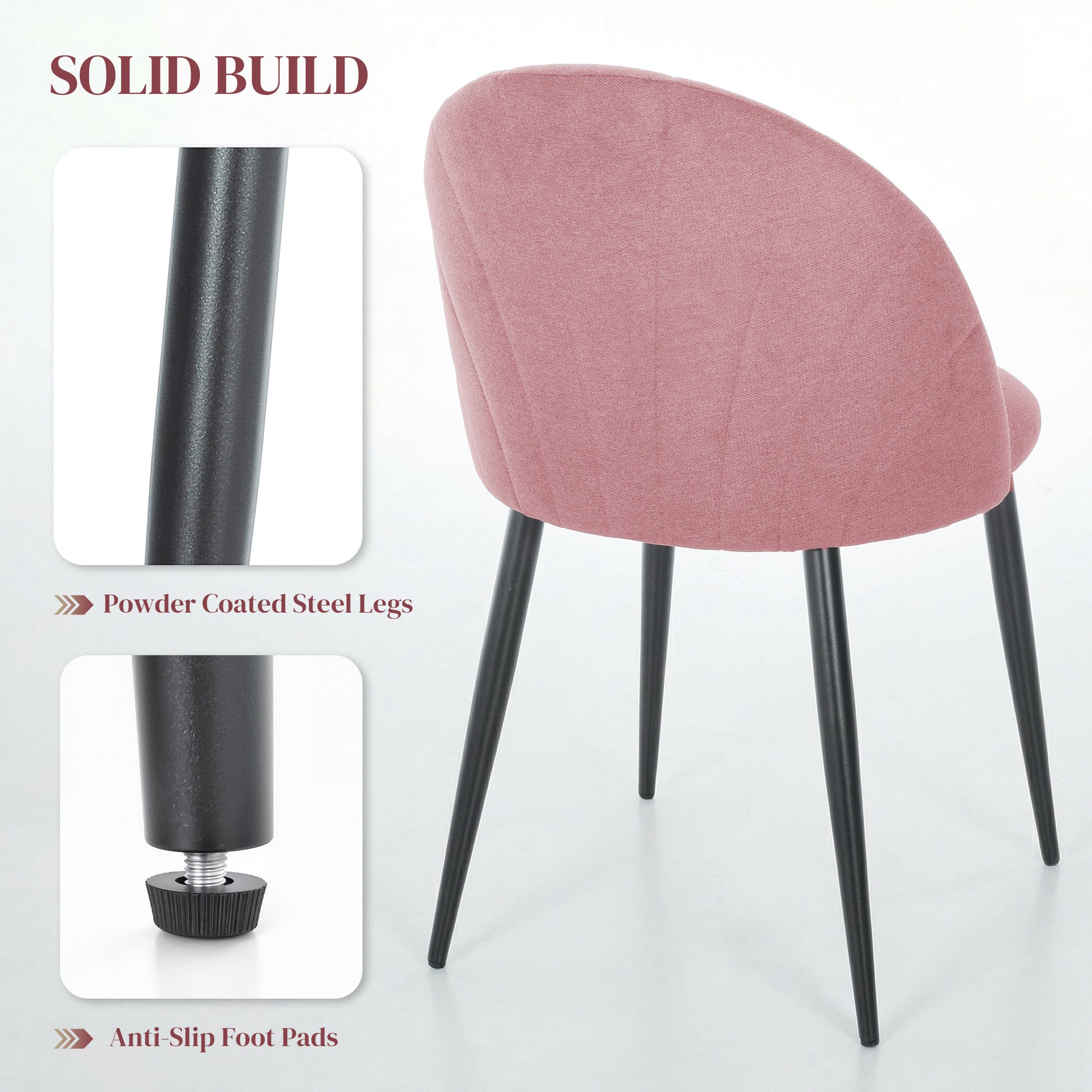Dining Chairs Set of 4 - Pink Velvet-DECOROLALA