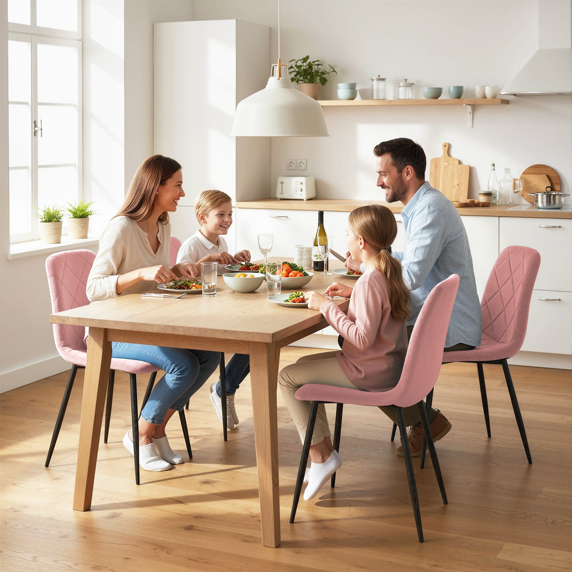 Dining Chairs Set of 4 - Pink Velvet-DECOROLALA