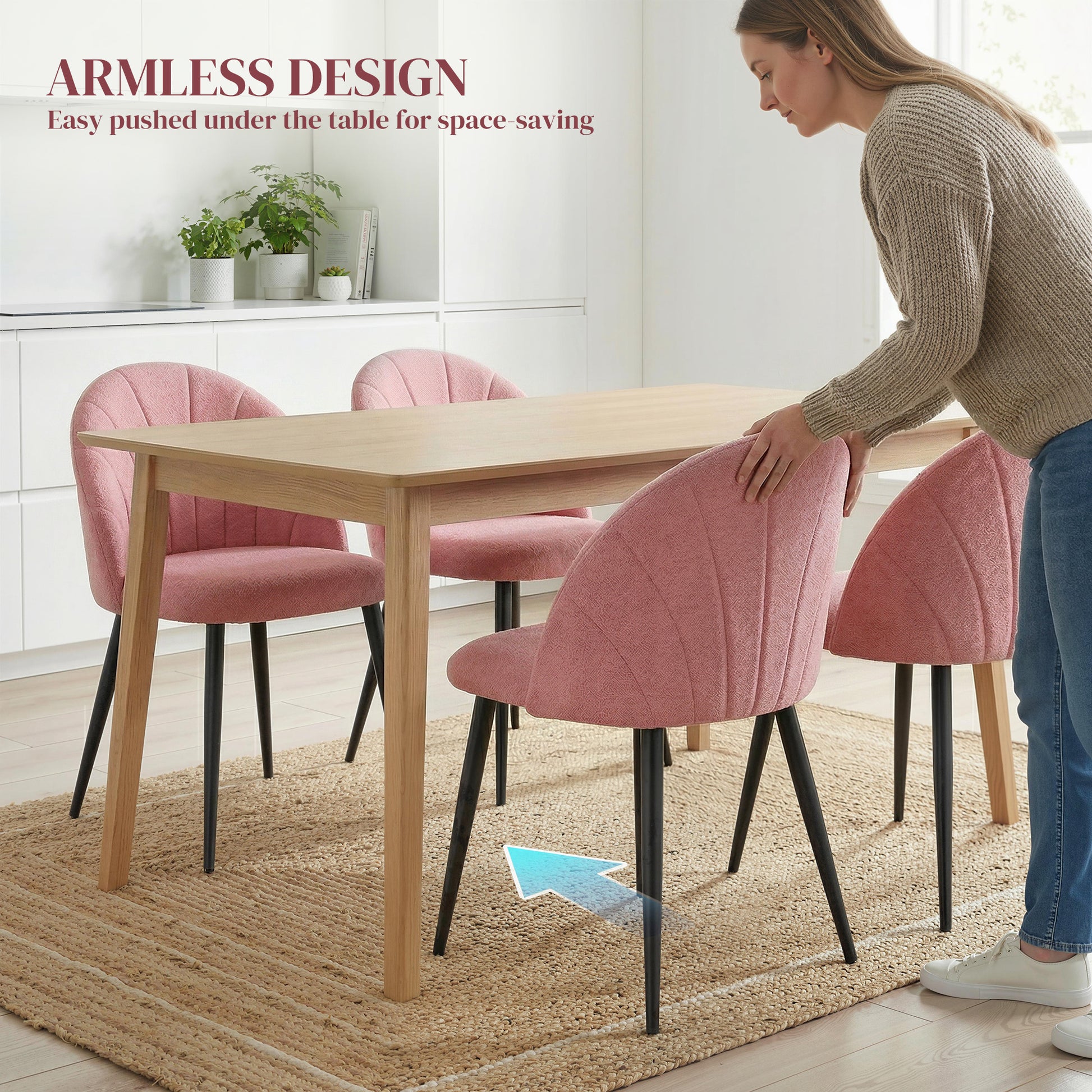 Dining Chairs Set of 4 - Pink Velvet-DECOROLALA