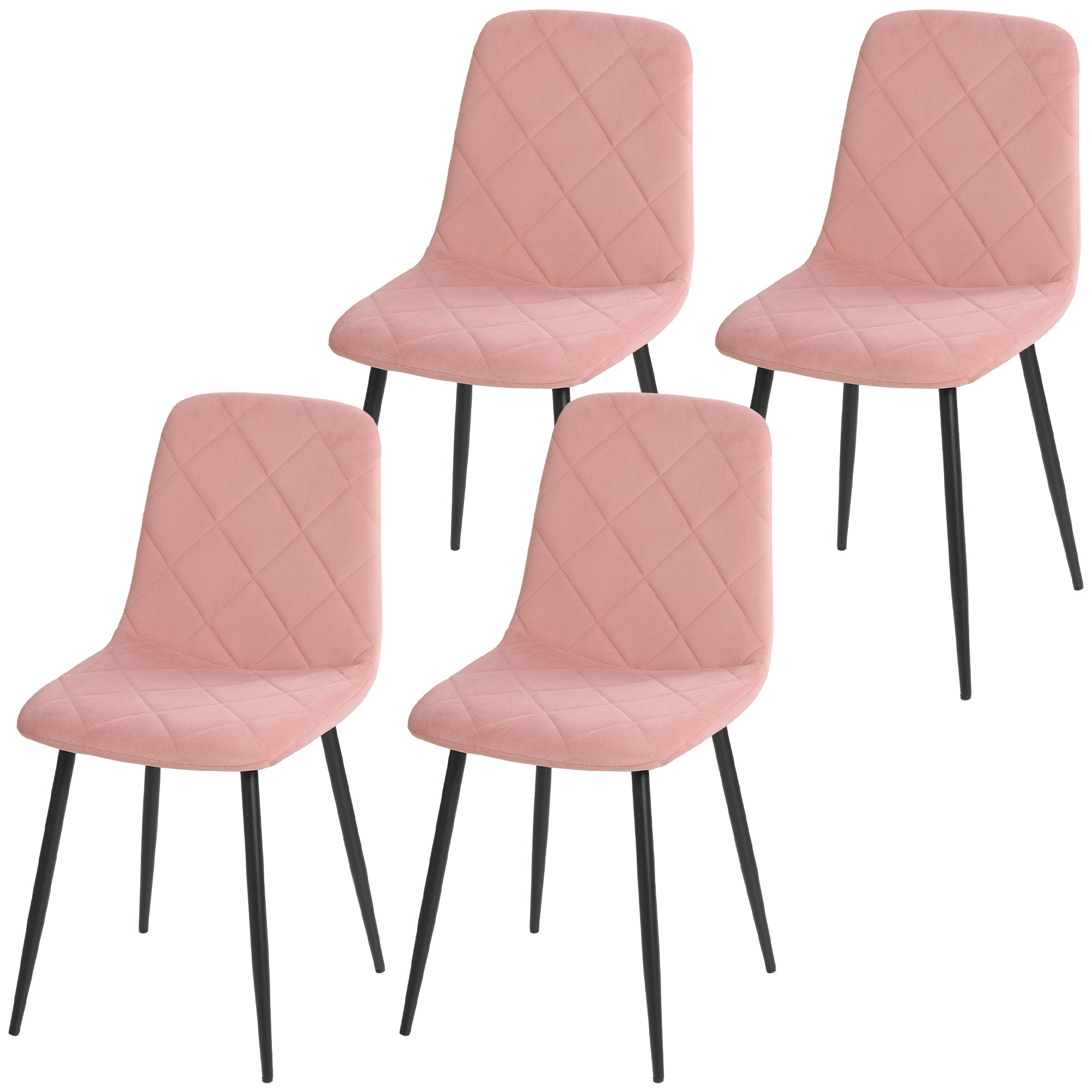 Dining Chairs Set of 4 - Pink Velvet-DECOROLALA