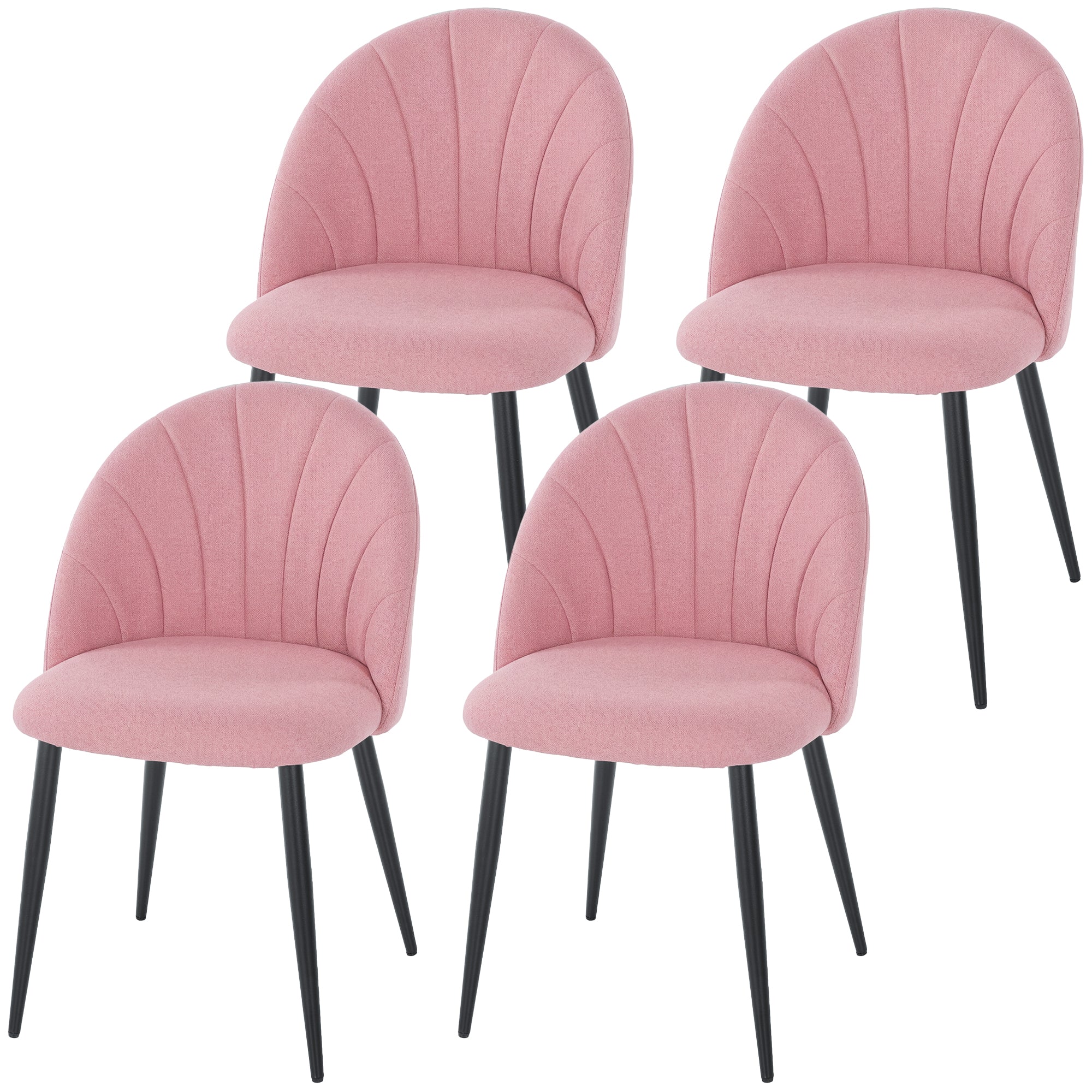 Dining Chairs Set of 4 - Pink Velvet-DECOROLALA