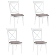 Dining Chairs Set of 4 Rubber Wood Dining Room Chairs with Comfortable Backrest and Padded Seat-White-Dining Chairs-DECOROLALA