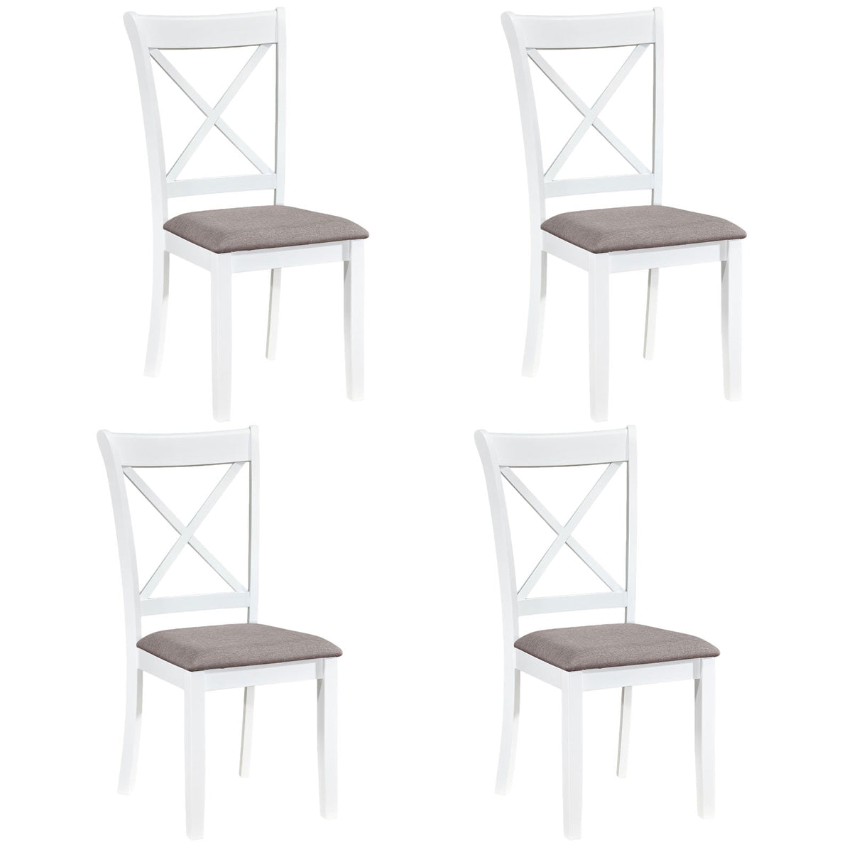 Dining Chairs Set of 4 Rubber Wood Dining Room Chairs with Comfortable Backrest and Padded Seat-White-Dining Chairs-DECOROLALA