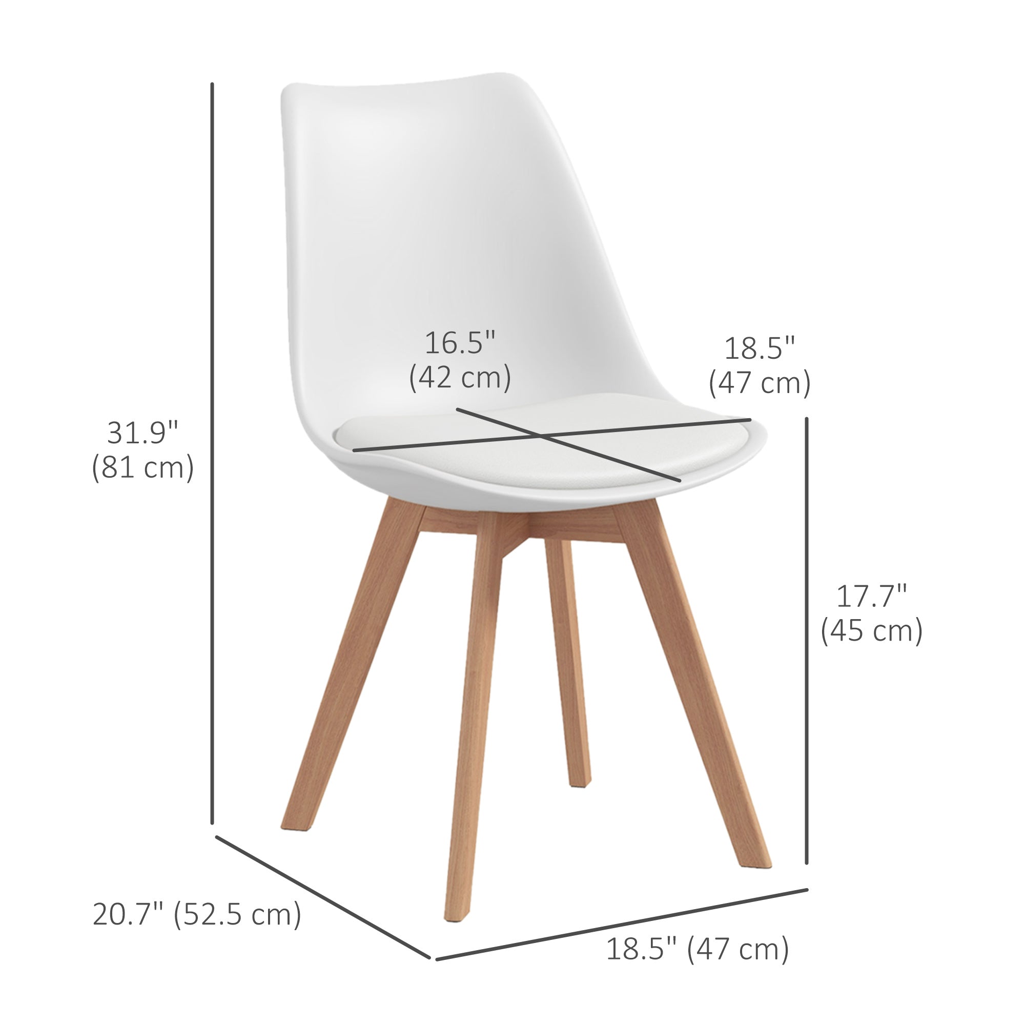 Dining Chairs Set of 4 - Rubber Wood PU Leather White-DECOROLALA