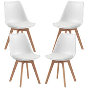 Dining Chairs Set of 4 - Rubber Wood PU Leather White-DECOROLALA