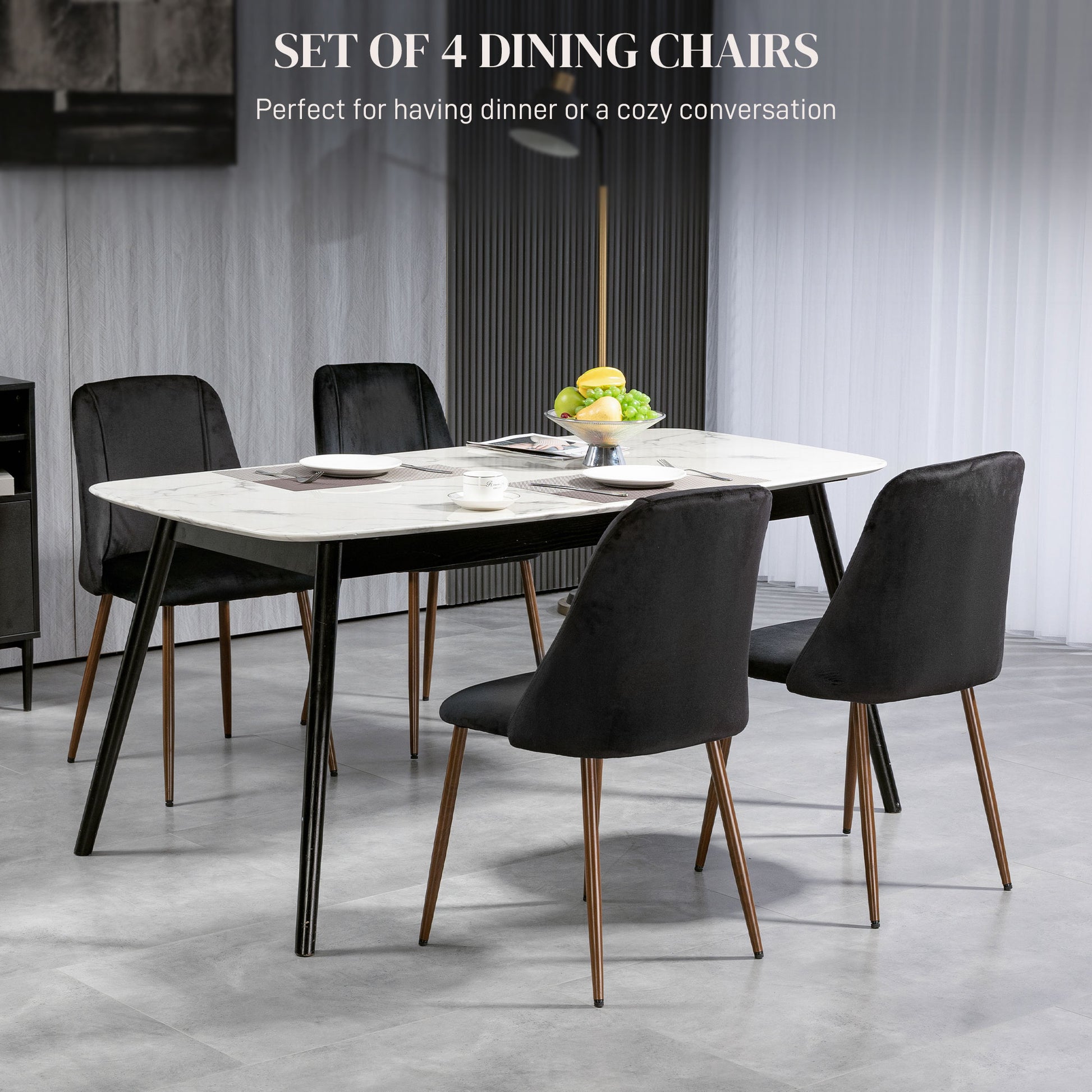 Dining Chairs Set of 4 Velvet Black Modern-DECOROLALA
