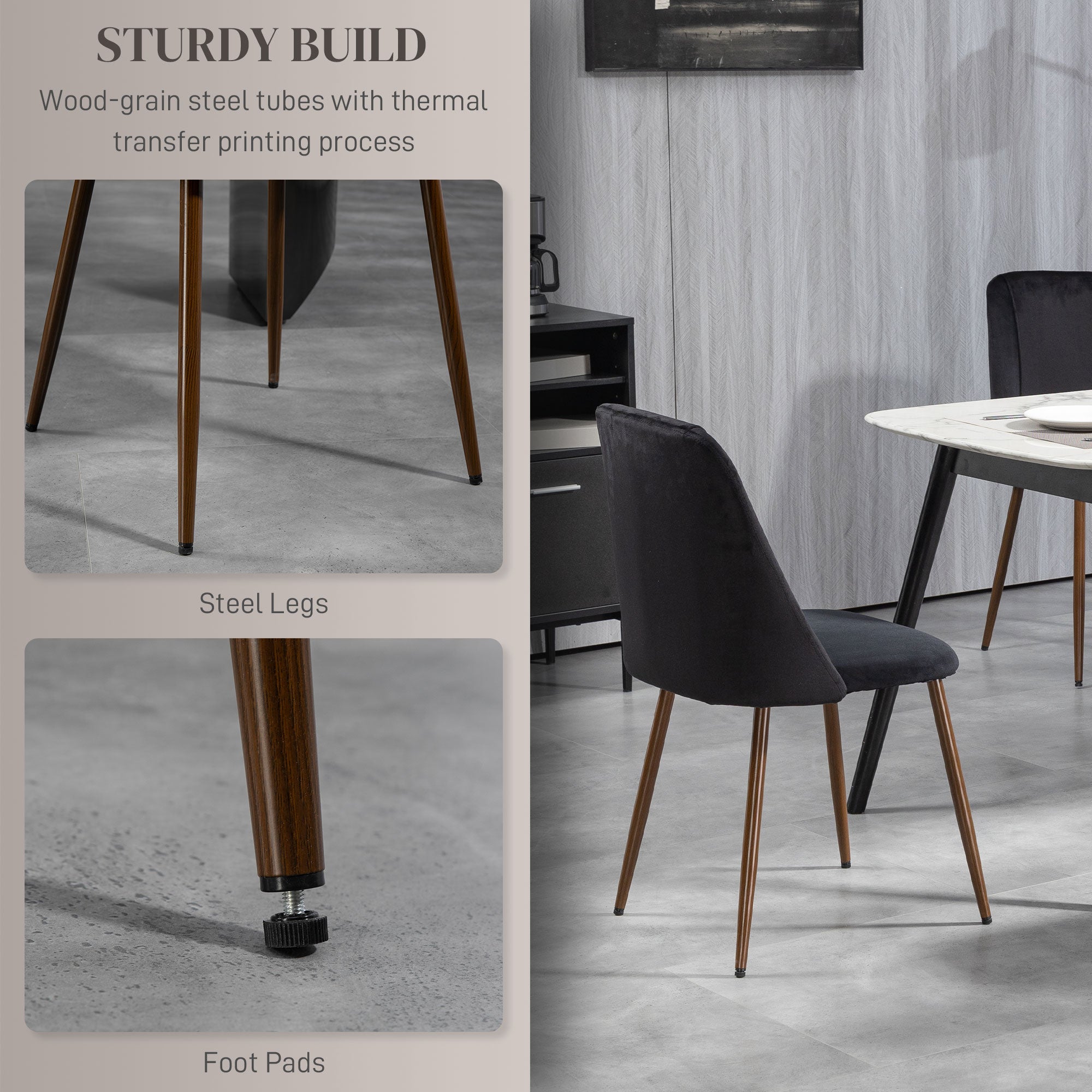 Dining Chairs Set of 4 Velvet Black Modern-DECOROLALA