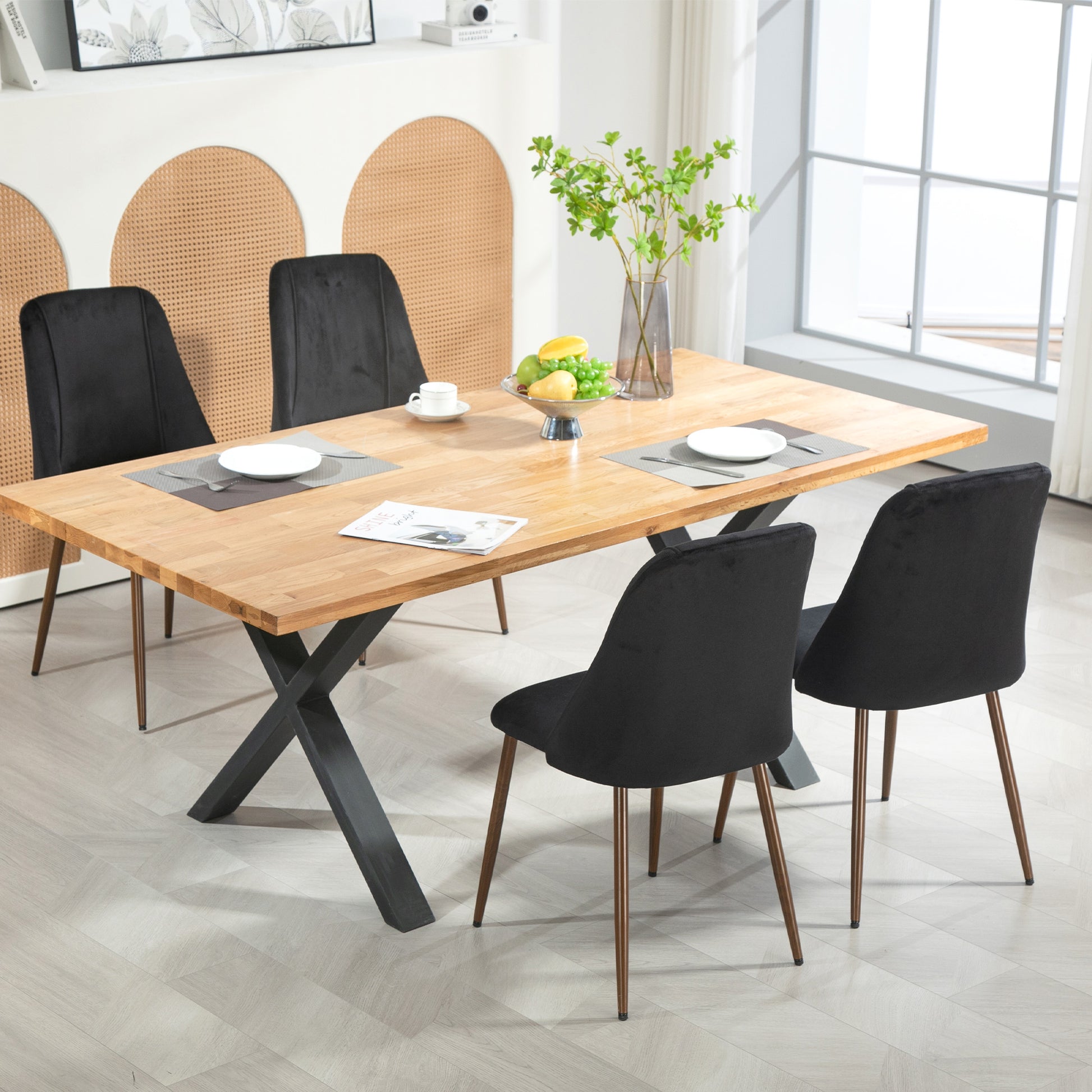 Dining Chairs Set of 4 Velvet Black Modern-DECOROLALA