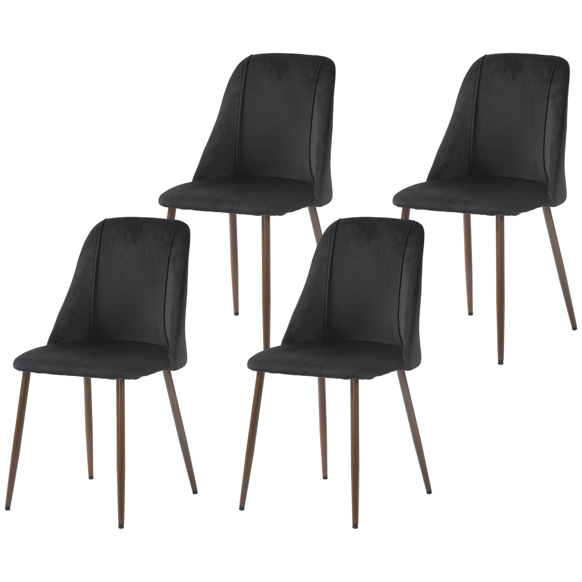 Dining Chairs Set of 4 Velvet Black Modern-DECOROLALA