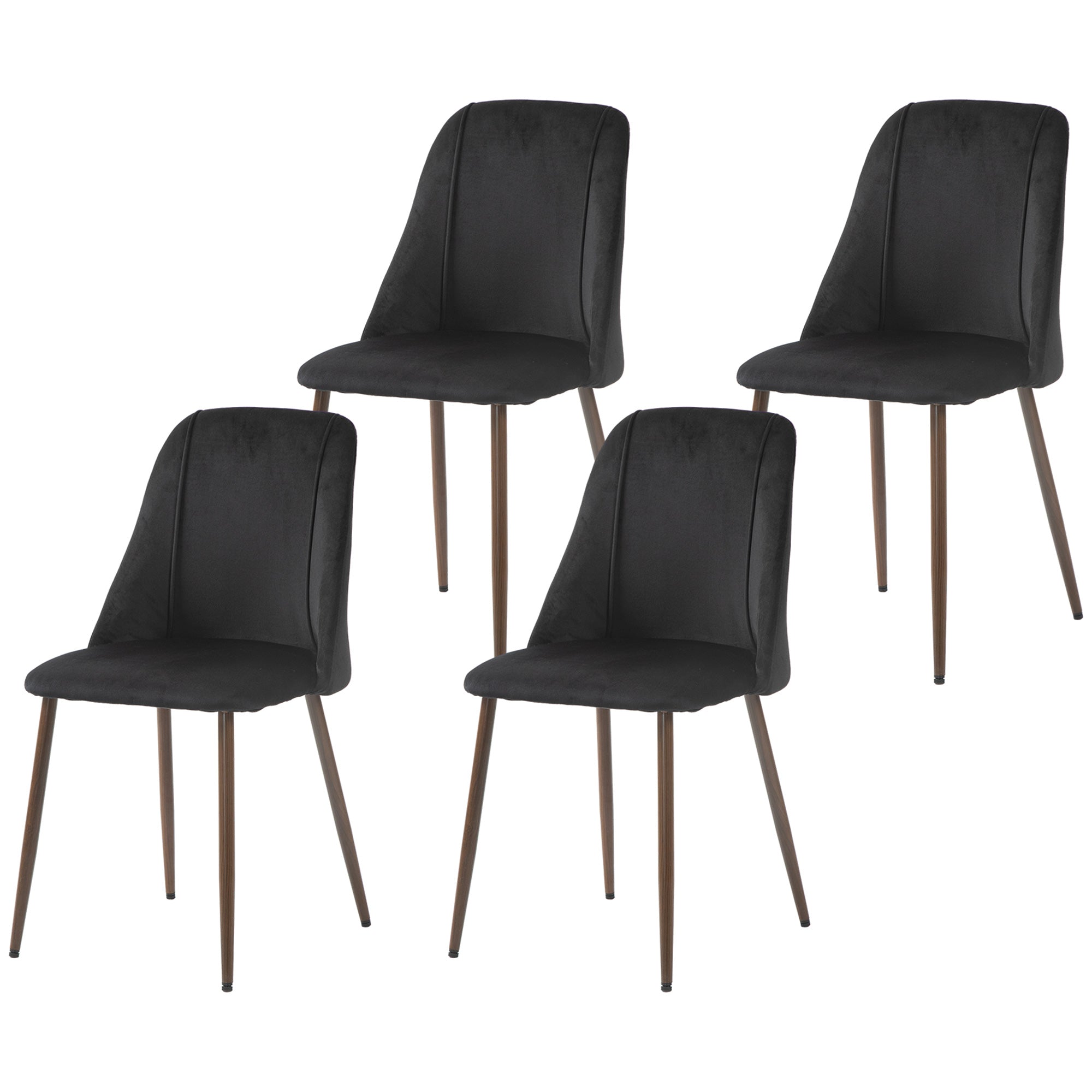 Dining Chairs Set of 4 Velvet Black Modern-DECOROLALA