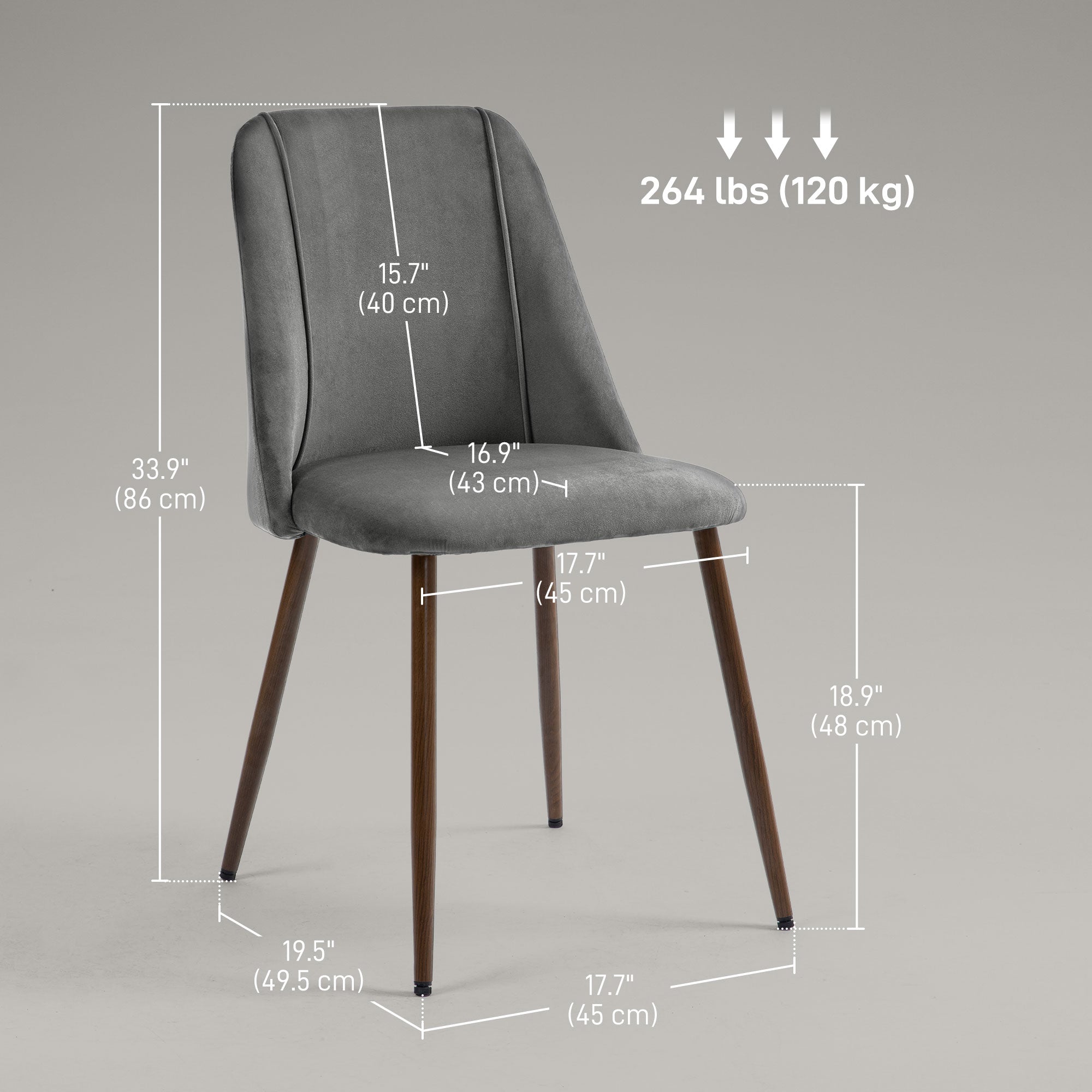 Dining Chairs Set of 4 - Velvet Dark Grey-DECOROLALA